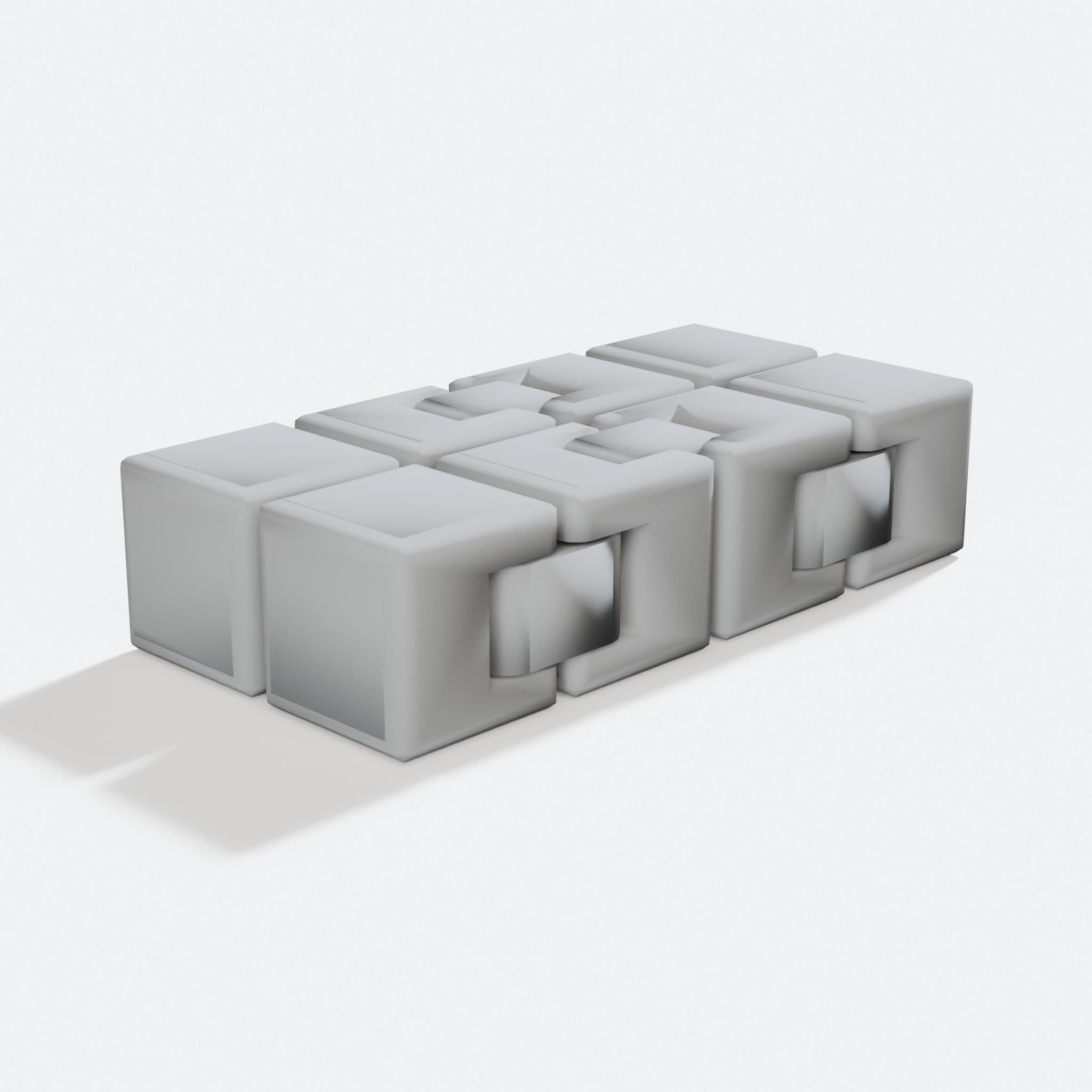 Failproof Fidget Cube 3D Printed Toy with Heavy Duty Hinges, turn three quarter