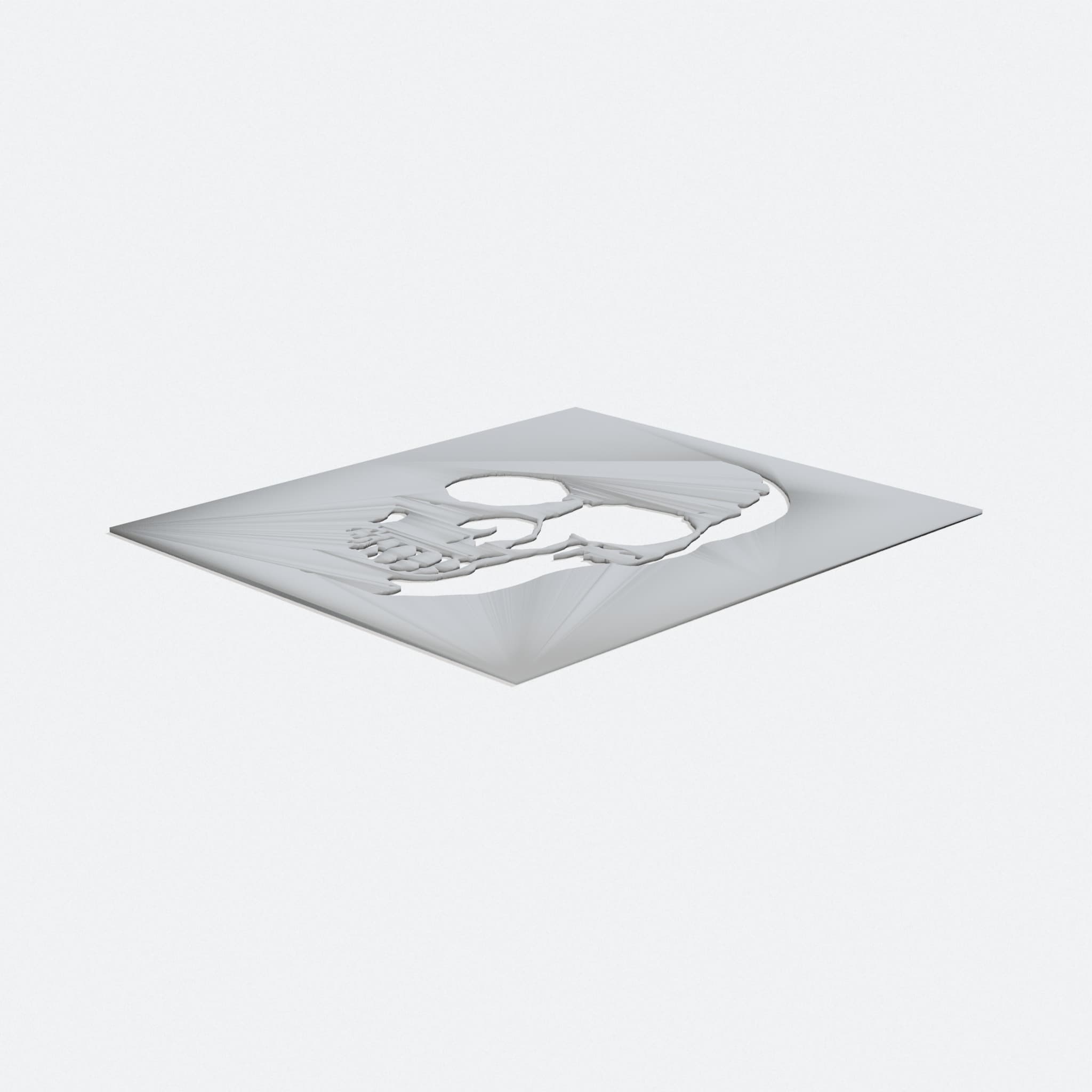 3D Printed Skull Stencil for Airbrush and Paint, turn three quarter