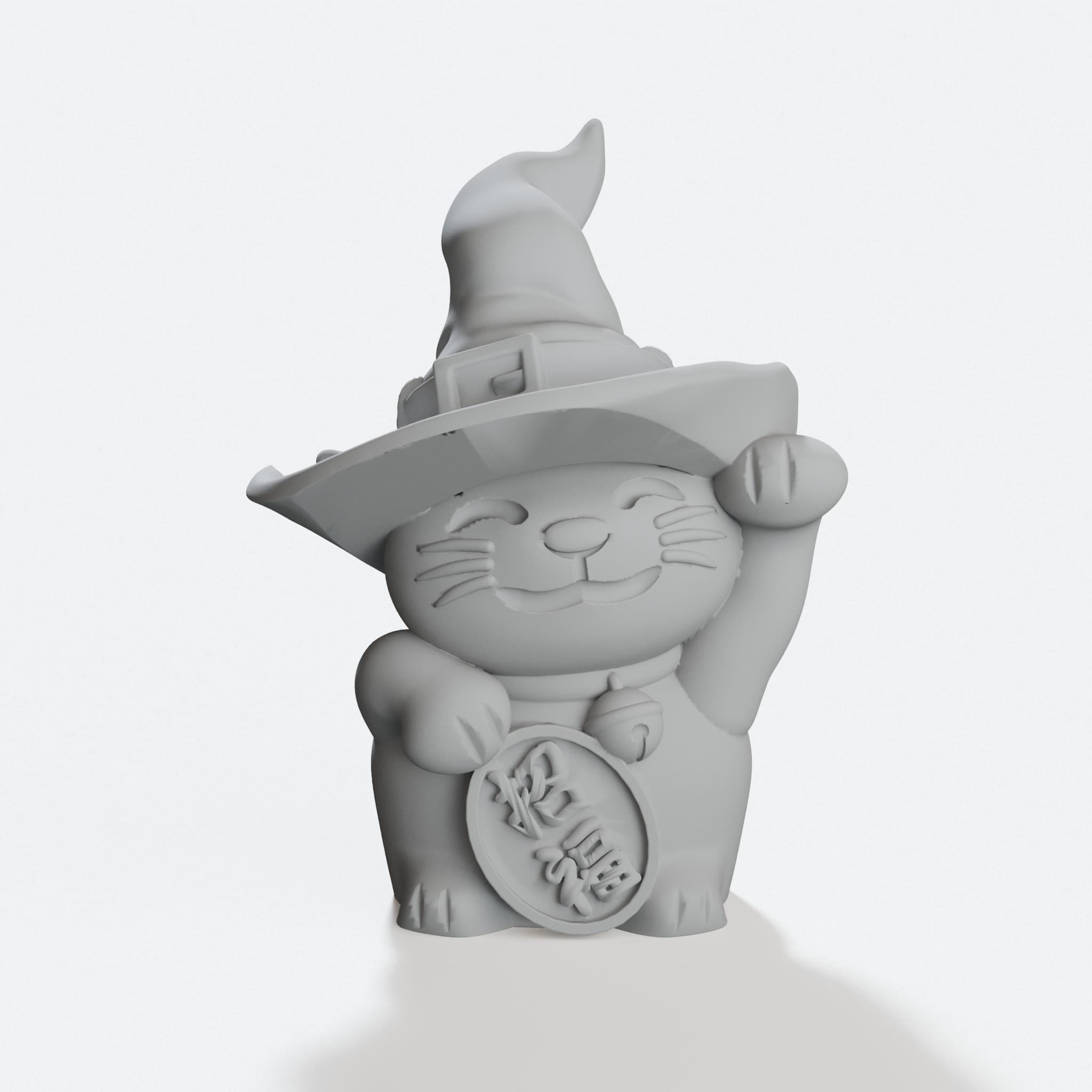 Lucky Witch Cat 3D Printed Toy, hero tilt