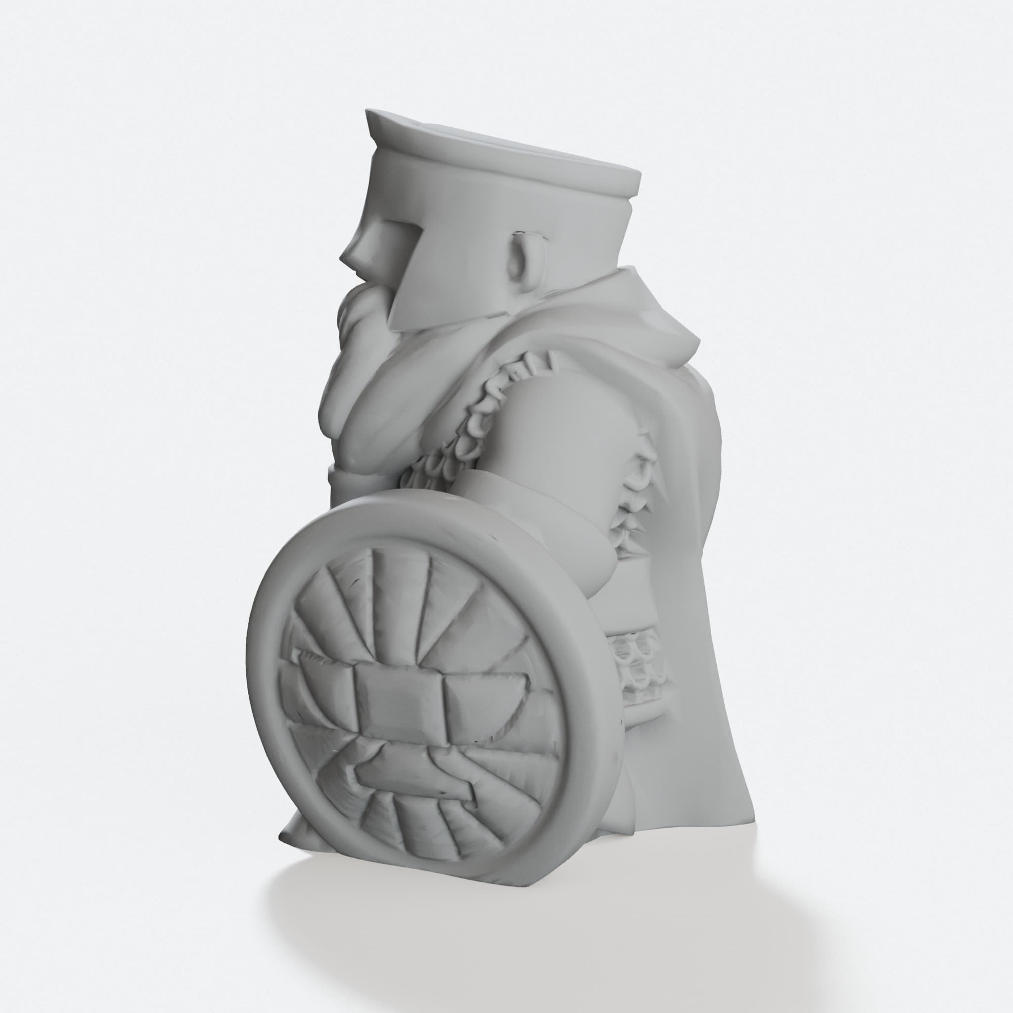 Big Guardian Dwarf 72mm 3D Printed Toy Figure, hero tilt