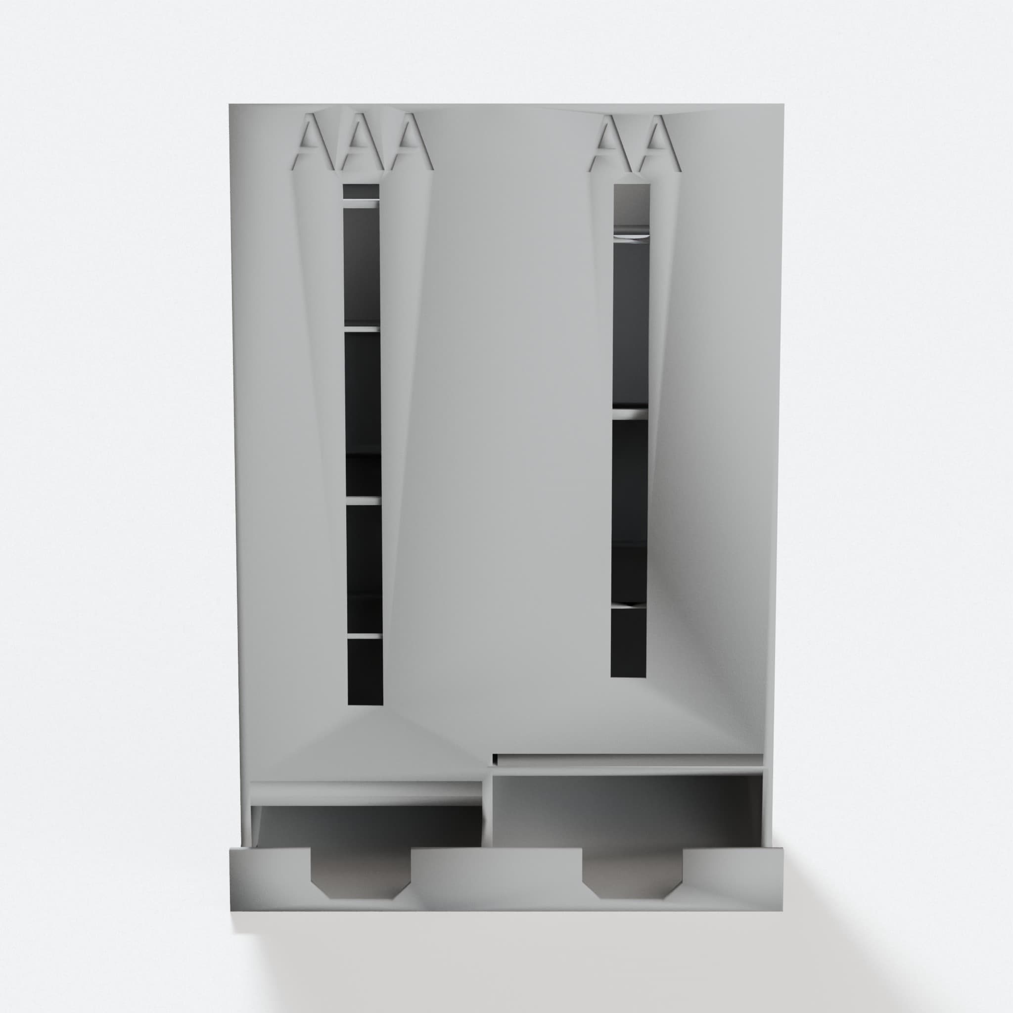 AA AAA Battery Holder 3D Printed Organizer, hero tilt
