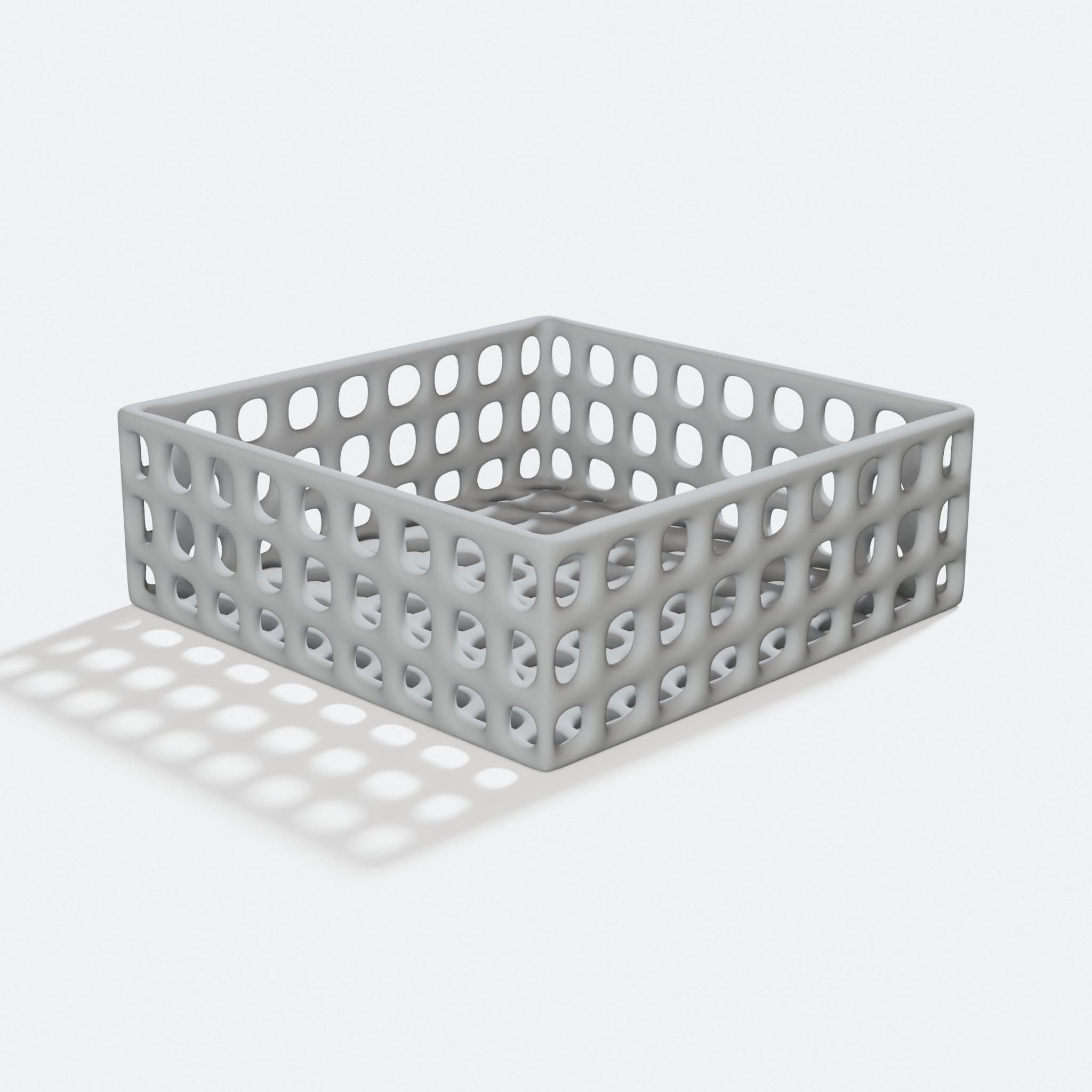 Square Wire Basket Tray, 3D Printed Organizer, turn three quarter