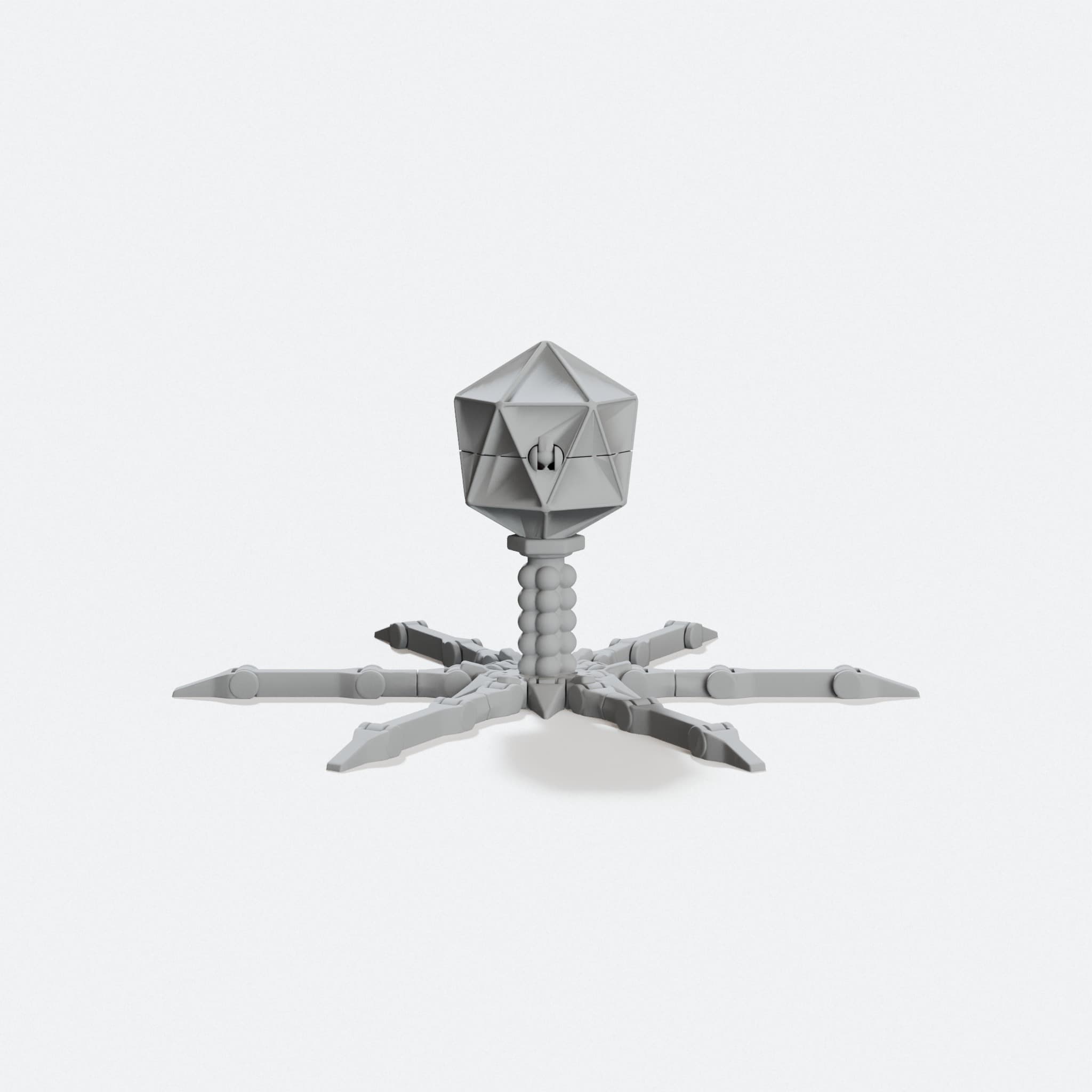 Support Free Bacteriophage T4 3D Print in Place Model, hero tilt