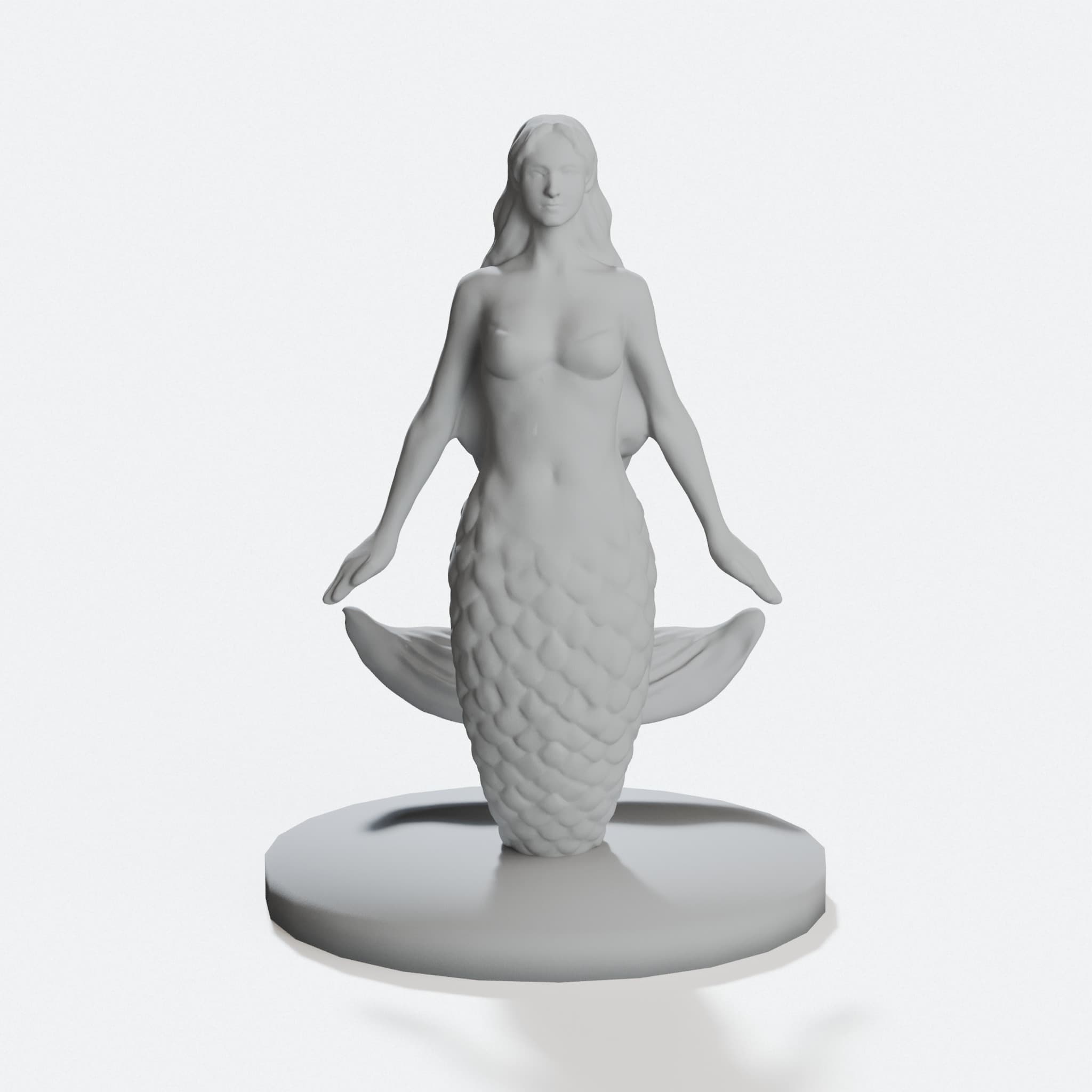 Mermaid with Base - 3D Printed Home Decor, hero tilt