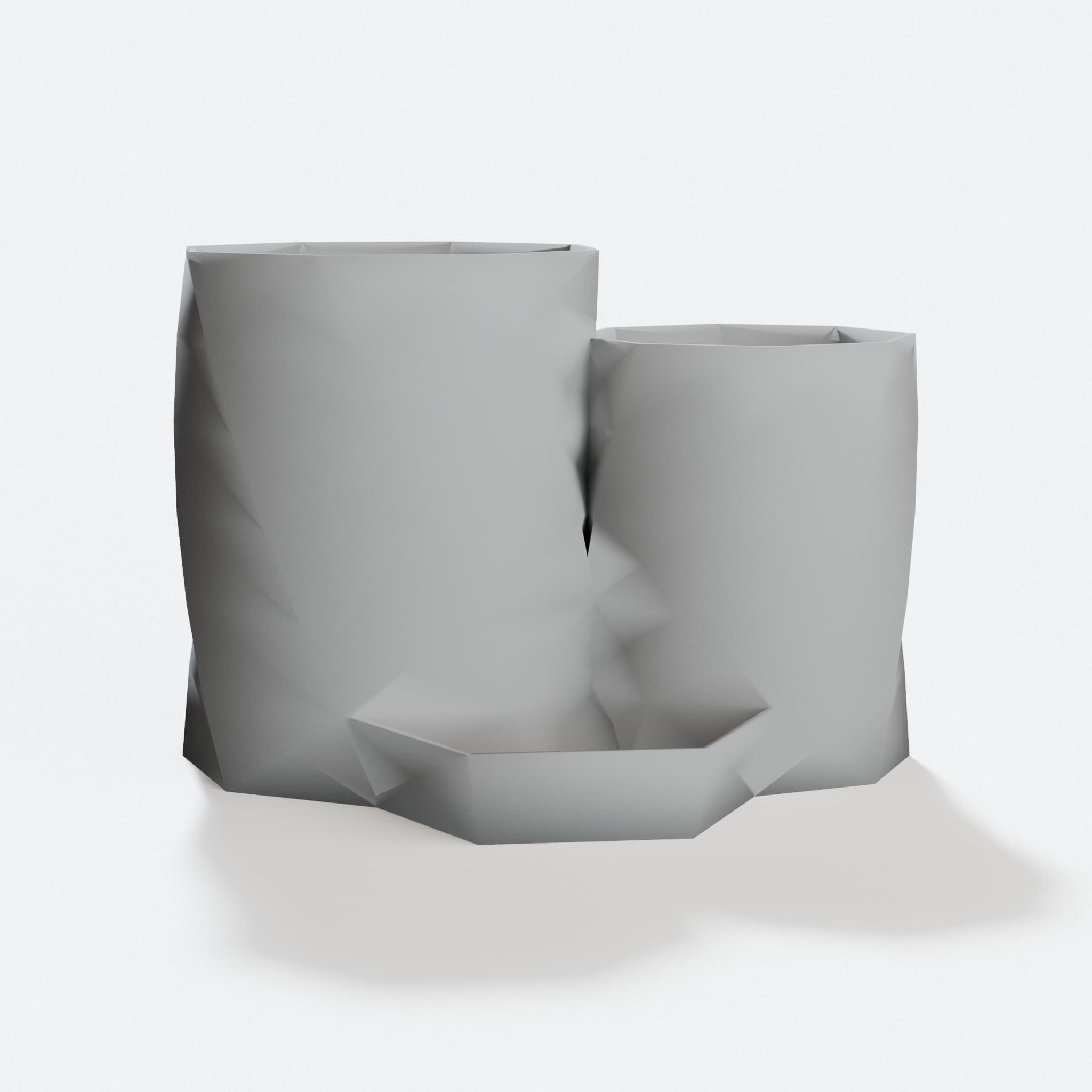 Double Pencil Cup Desk Organizer, 3D Printed, hero tilt