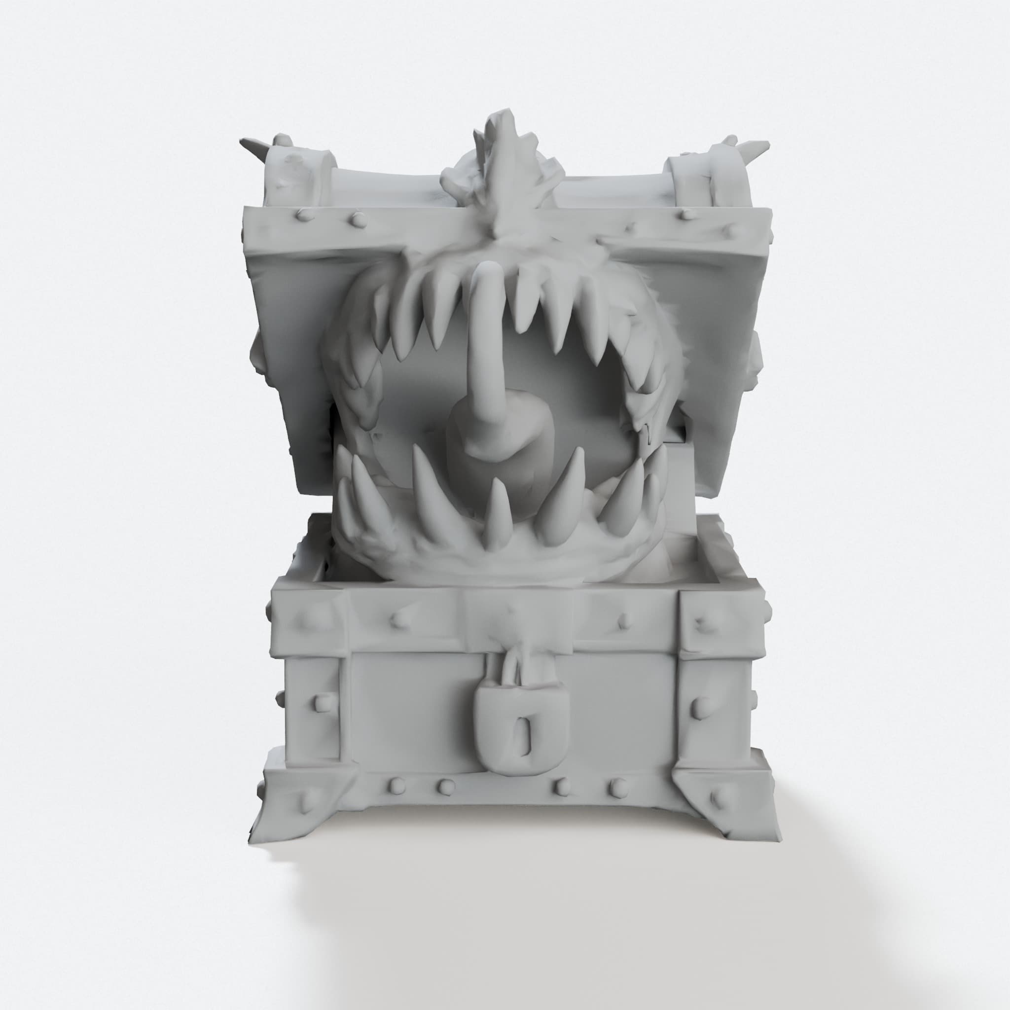 3D Printed Mimic Monster Toy for Dungeons and Dragons, hero tilt