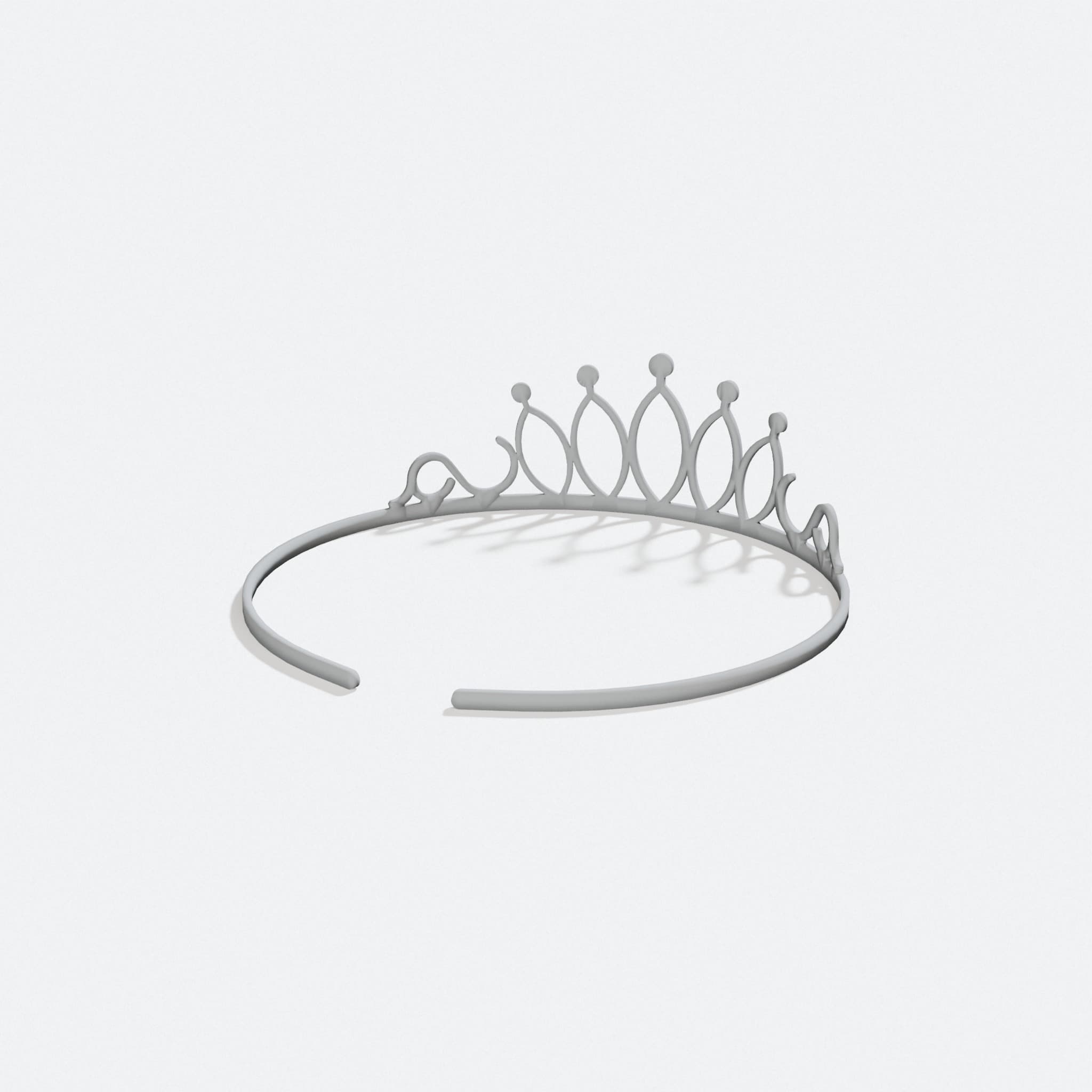 Simple Tiara 3D Printed Gift, Ready to Print, turn three quarter