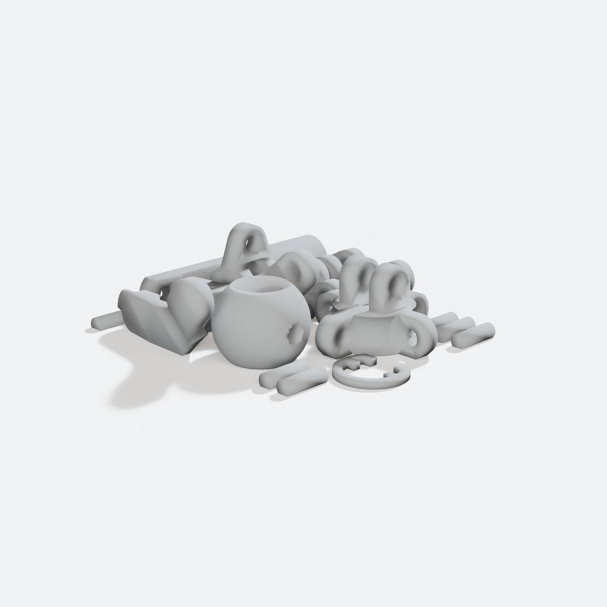 Tetratankoped 3D Printed Robot Toy with Cannon, turn three quarter