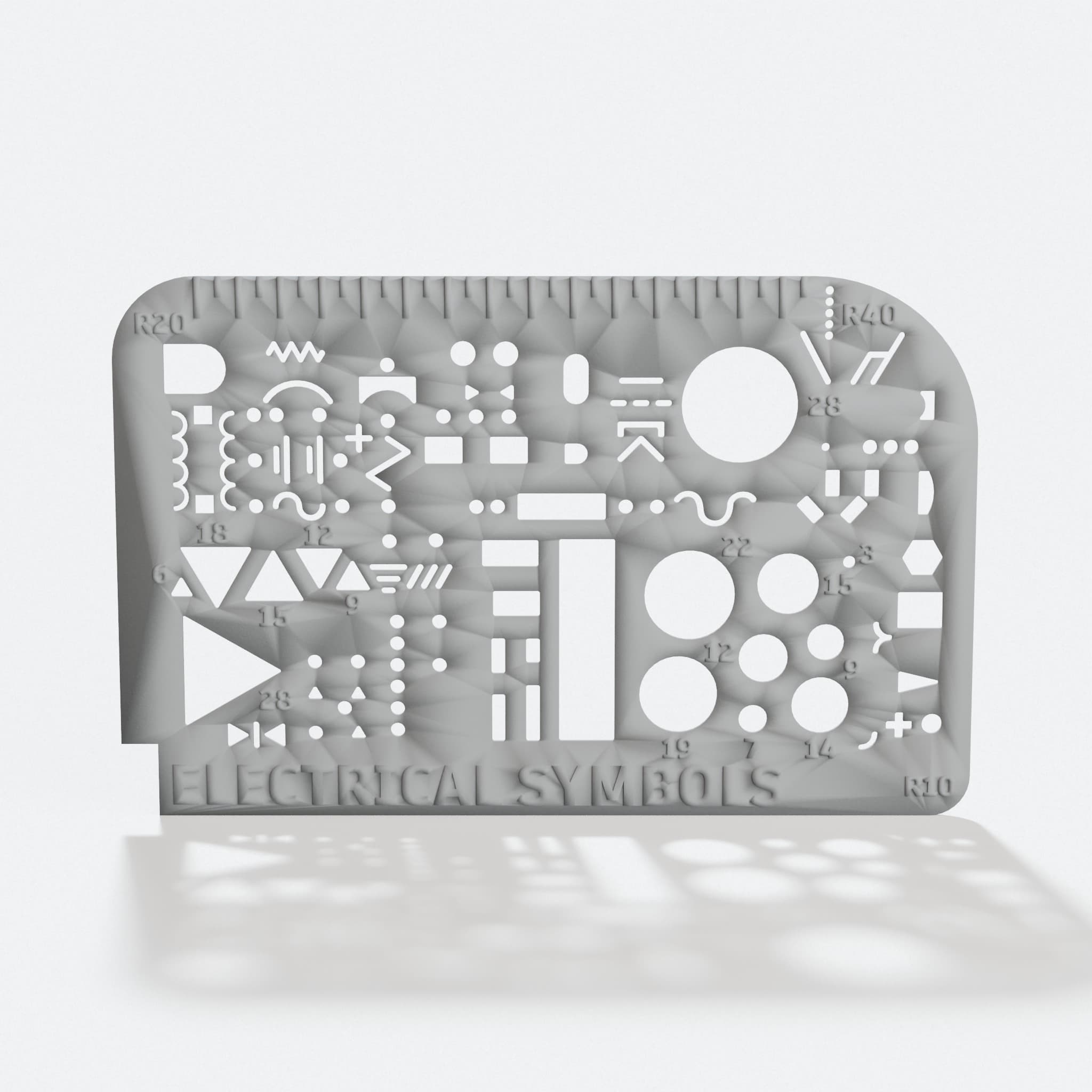 Electrical Symbol Stencil for 3D Printed Office Accessories, hero tilt