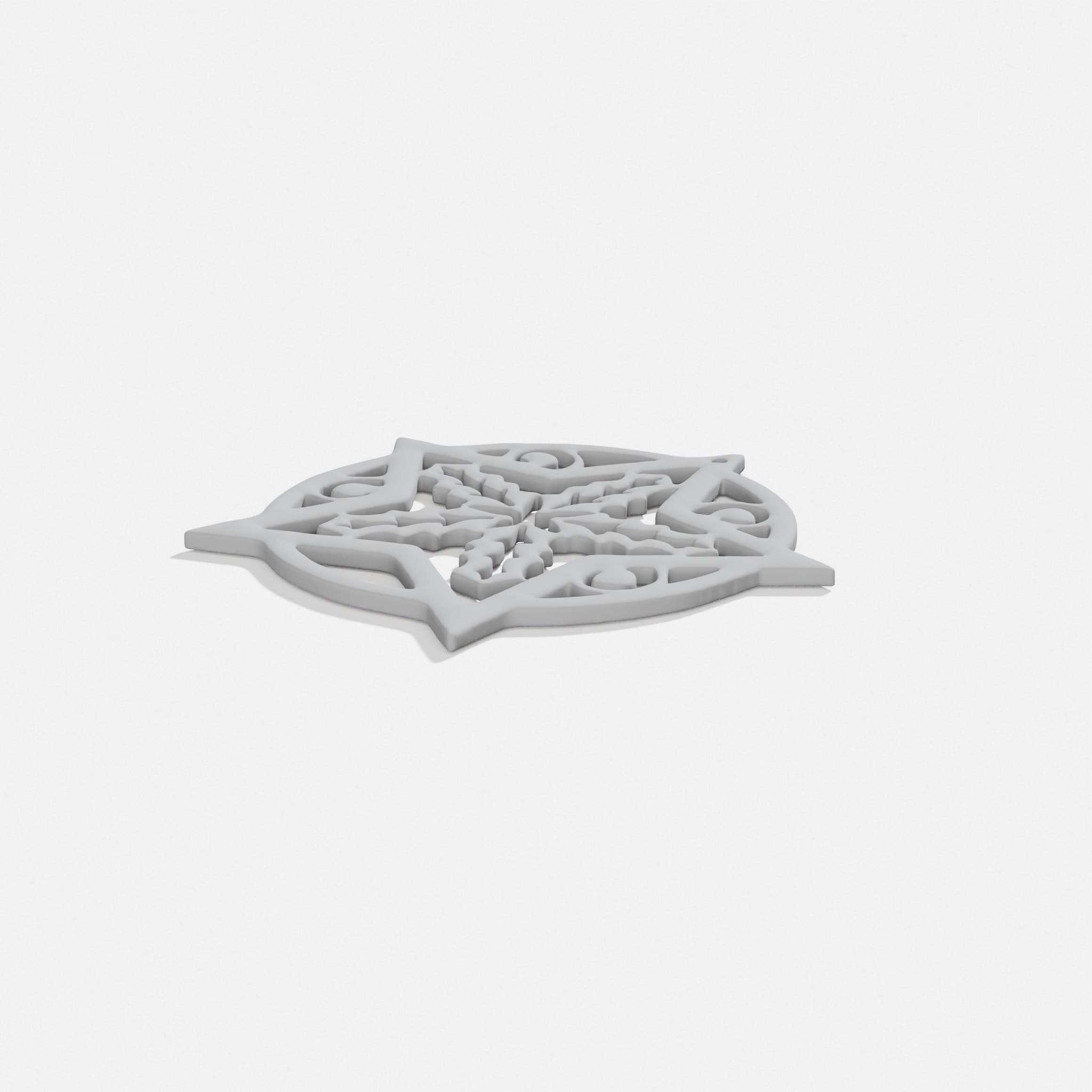 3D Printed Star Ornament with Holly for Christmas Tree, turn three quarter