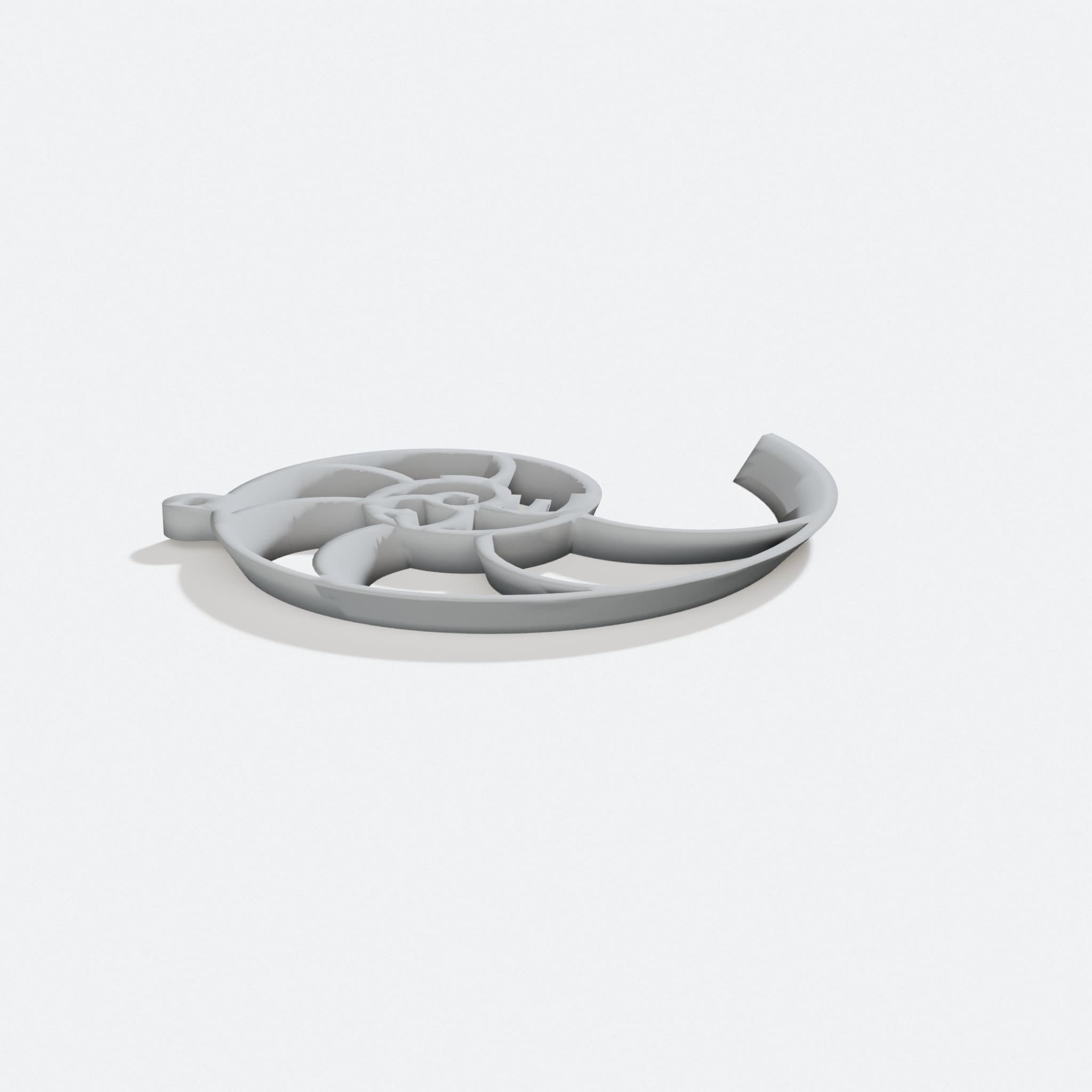3D Printed Nautilus Section Earring #2, turn three quarter