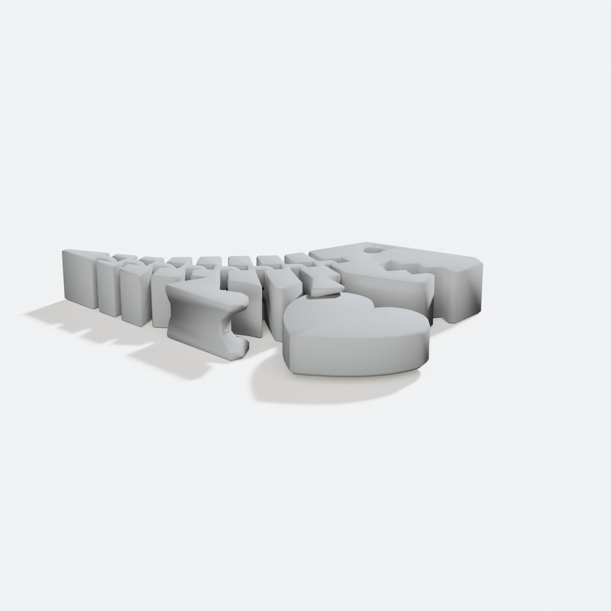 Flexi-Rex Valentine 3D Printed Fidget Toy, turn three quarter