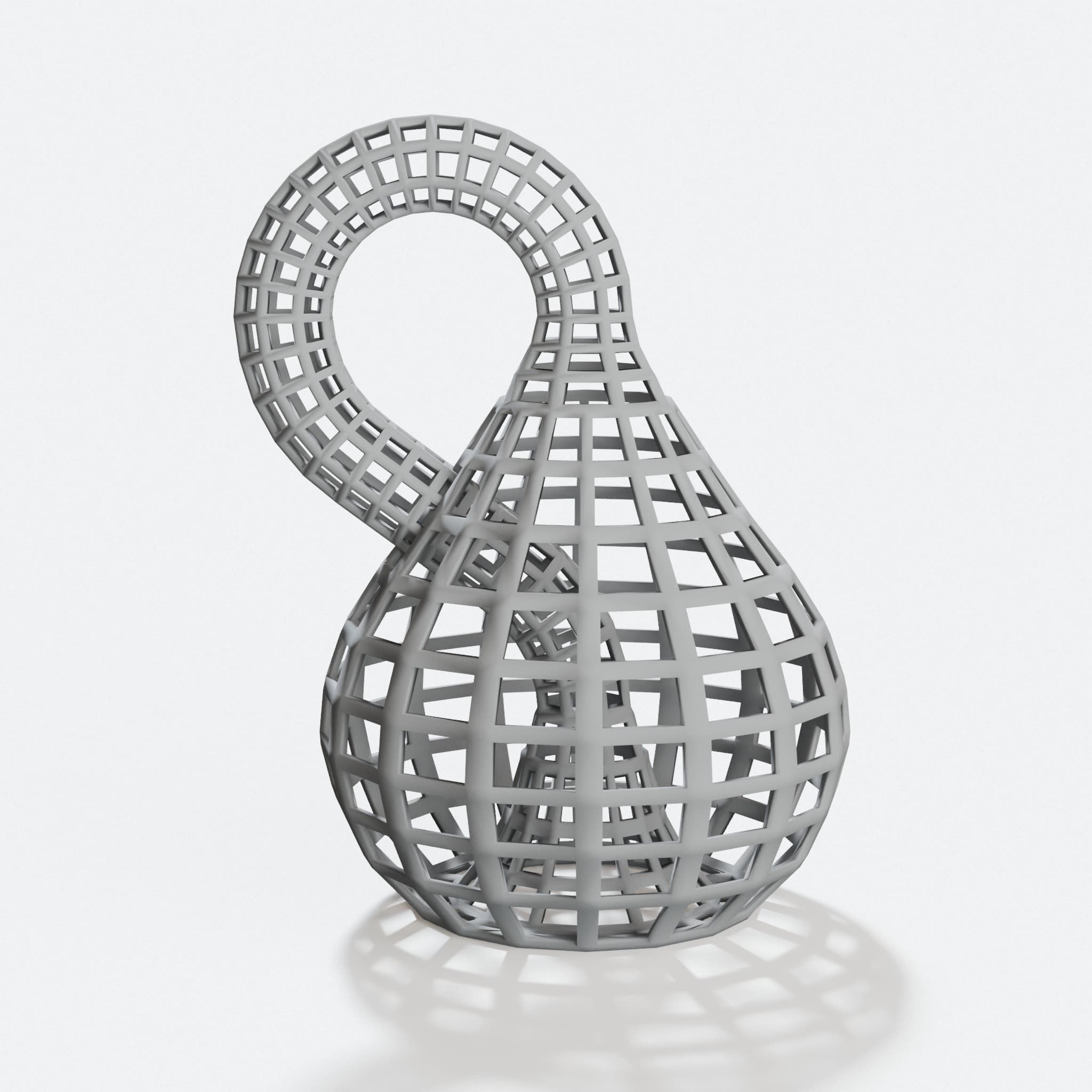 Wireframe Klein Bottle Math Sculpture, hero tilt