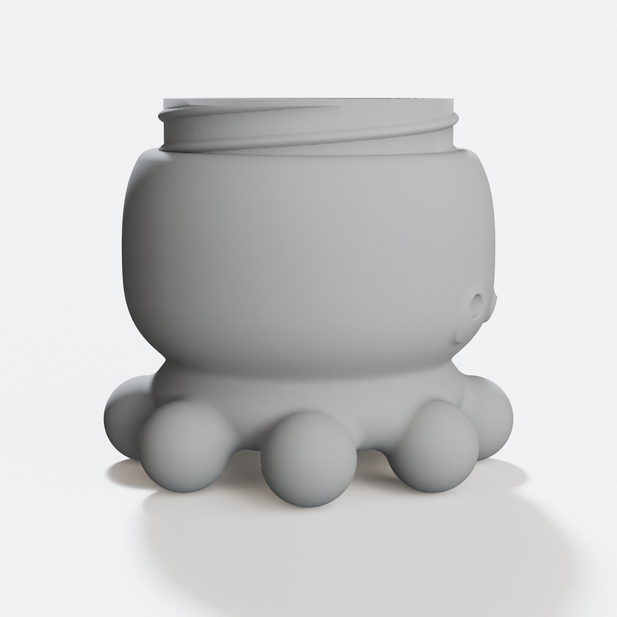 Kawaii Octopus 3D Printed Organizers, Threaded Storage Container, hero tilt