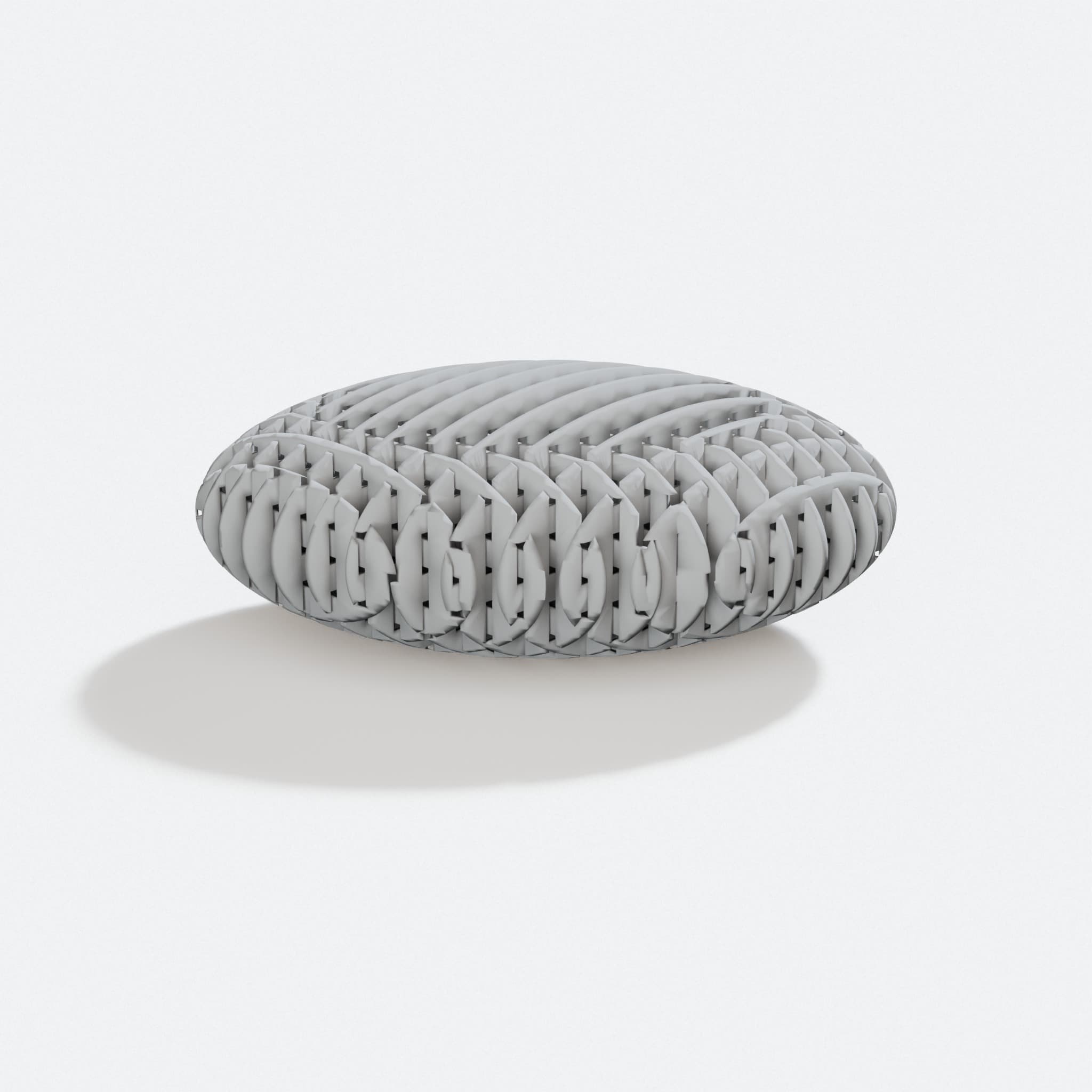 Fidget Oval Worm 3D Printed Toy, turn three quarter