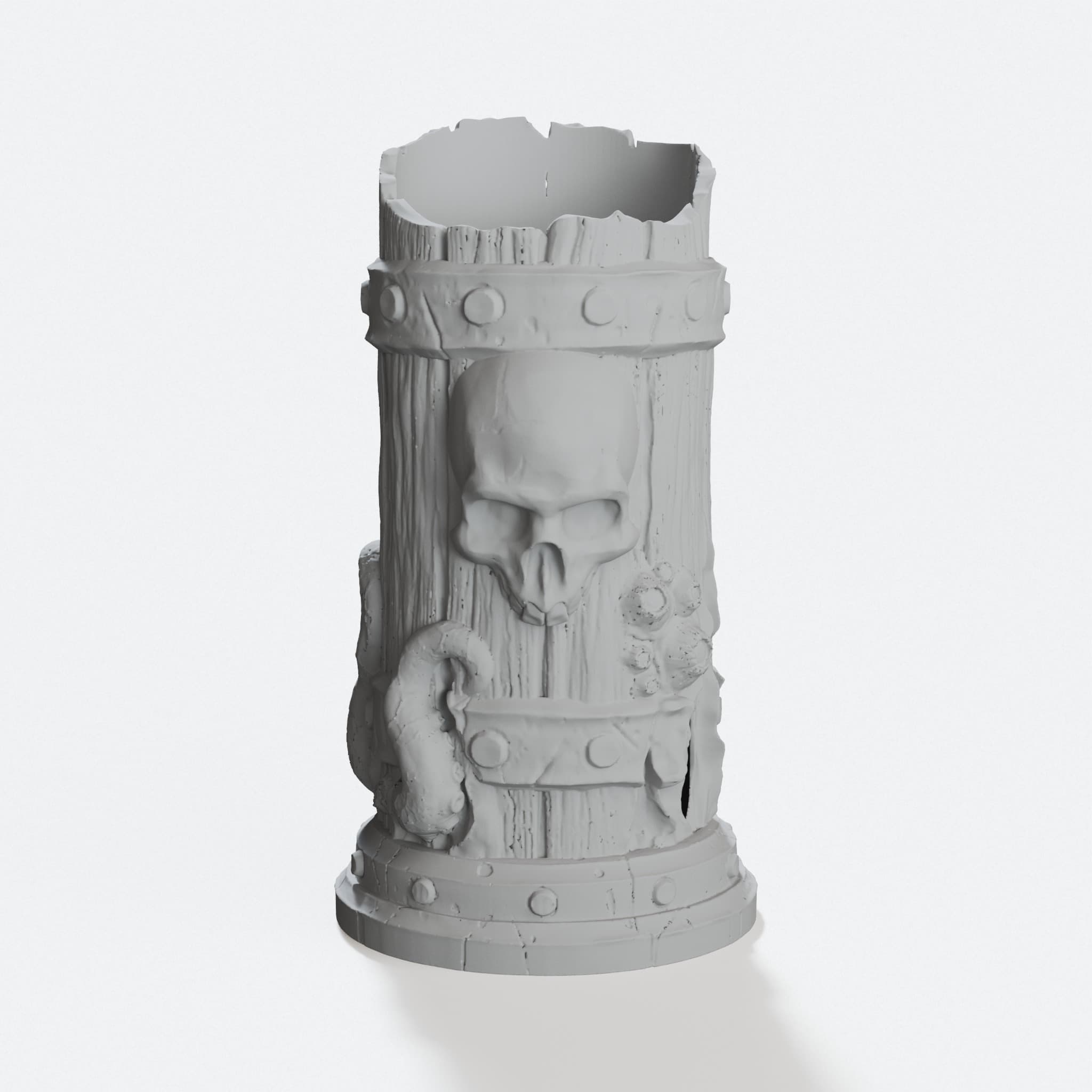 3D Printed Paintbrush Holder with Lovecraft Design, hero tilt