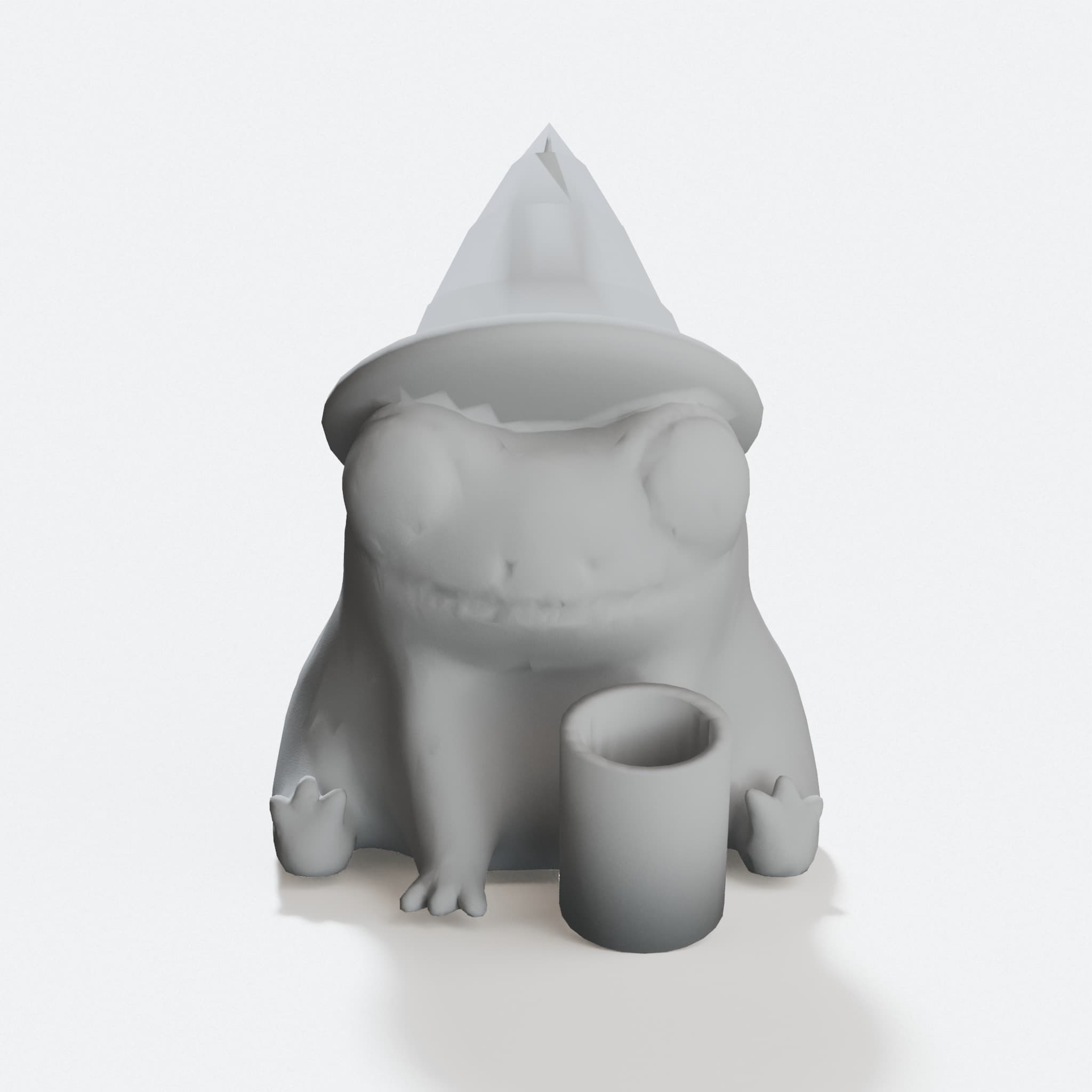 Fred the Wizard Frog 3D Printed Pencil Holder, hero tilt