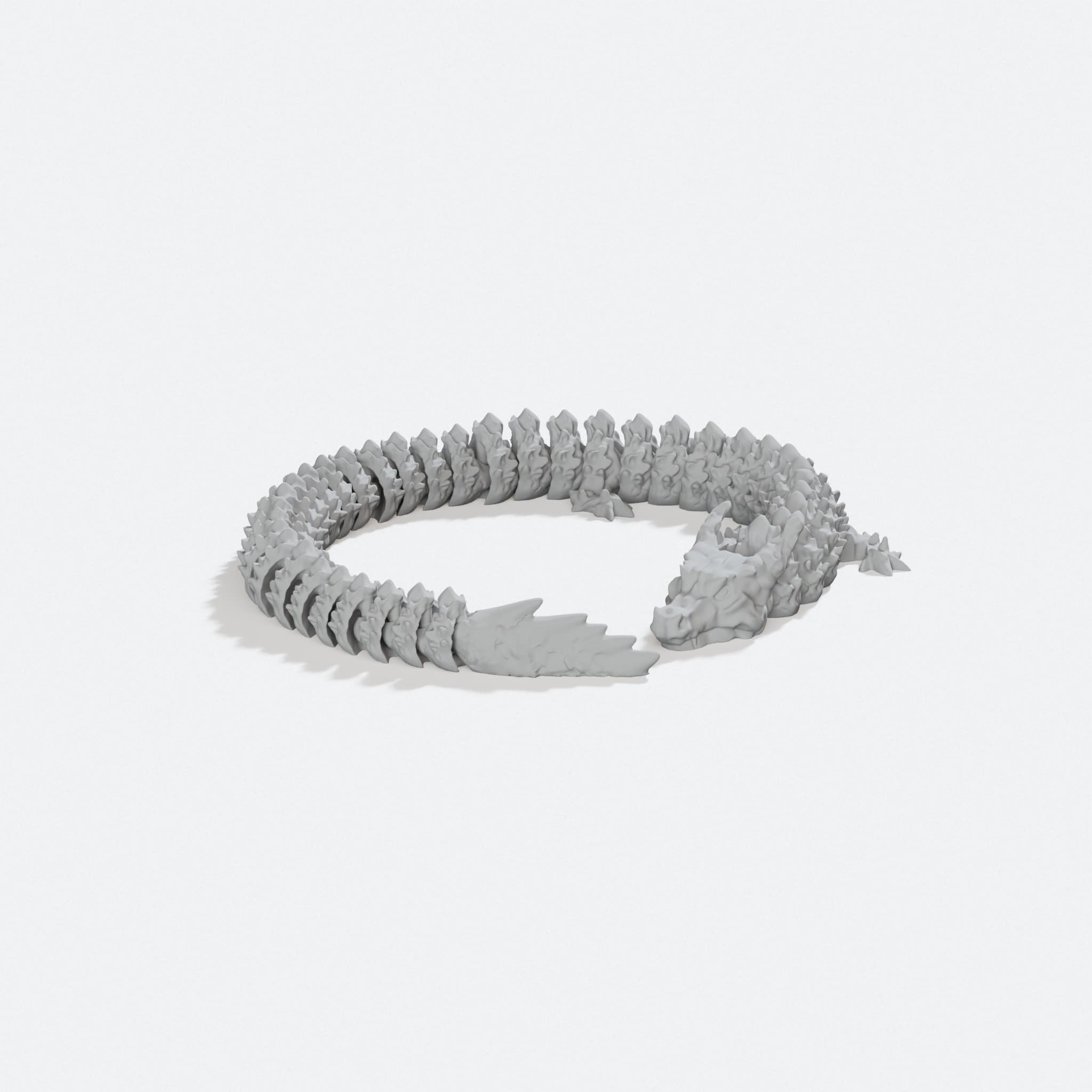 Dragon Flexi 3D Printed Toy, Flexible Desktop Decoration, turn three quarter