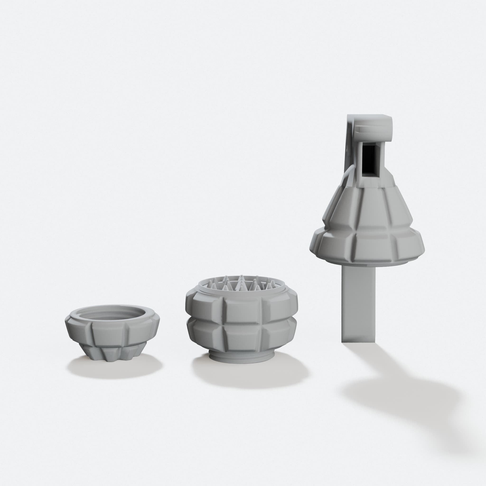 Grenade Grinder, 3D Printed Kitchen Accessory, hero tilt
