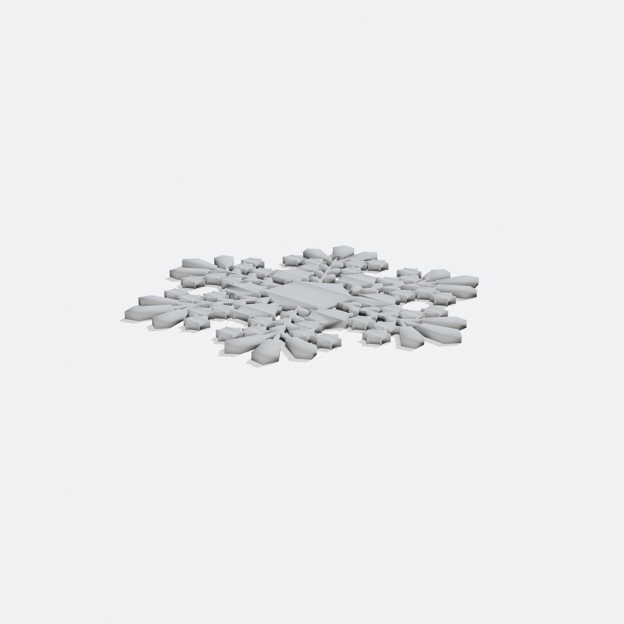 3D Printed Snowflake Christmas Ornament, turn three quarter