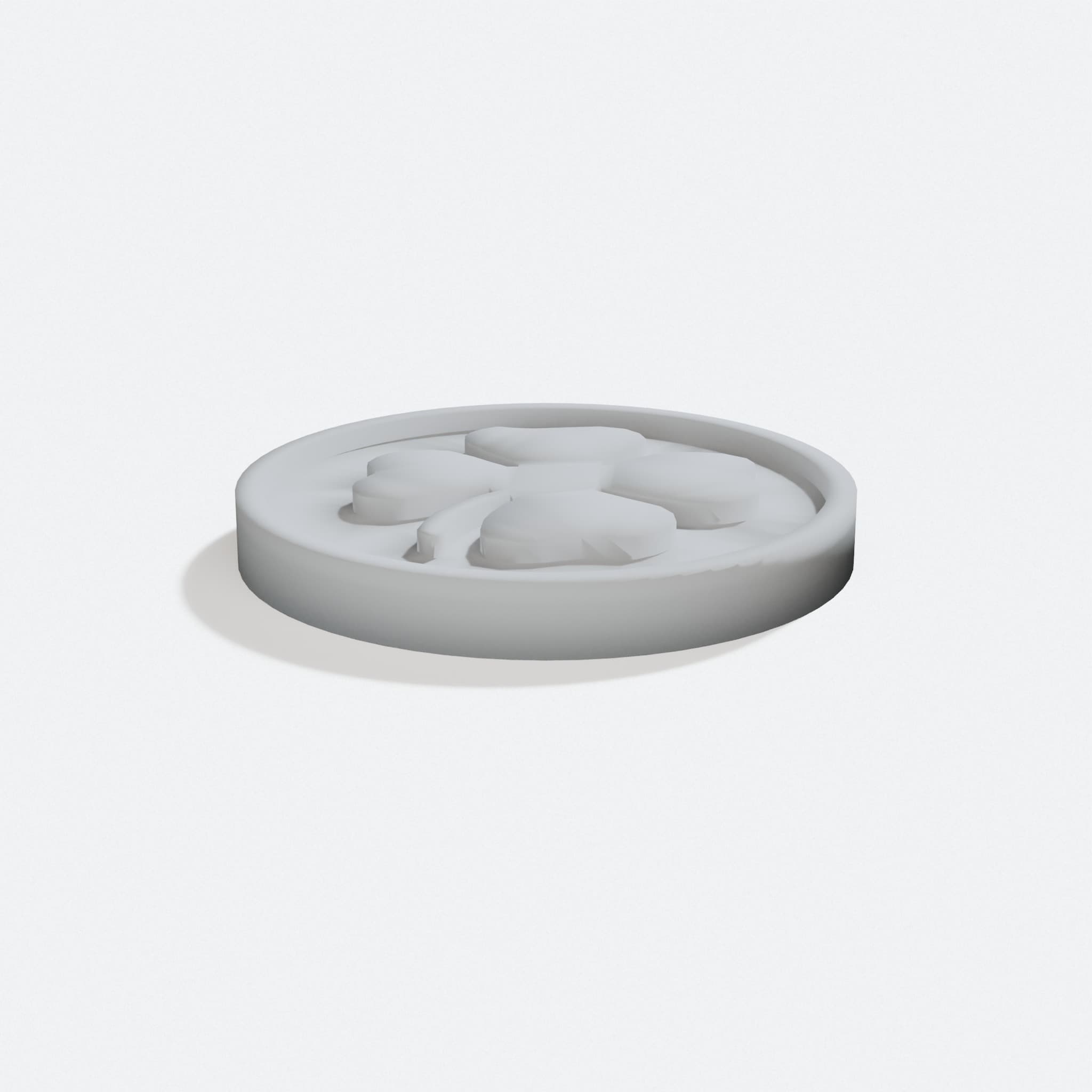 4 Leaf Clover Coin 3D Printed Ornament, turn three quarter
