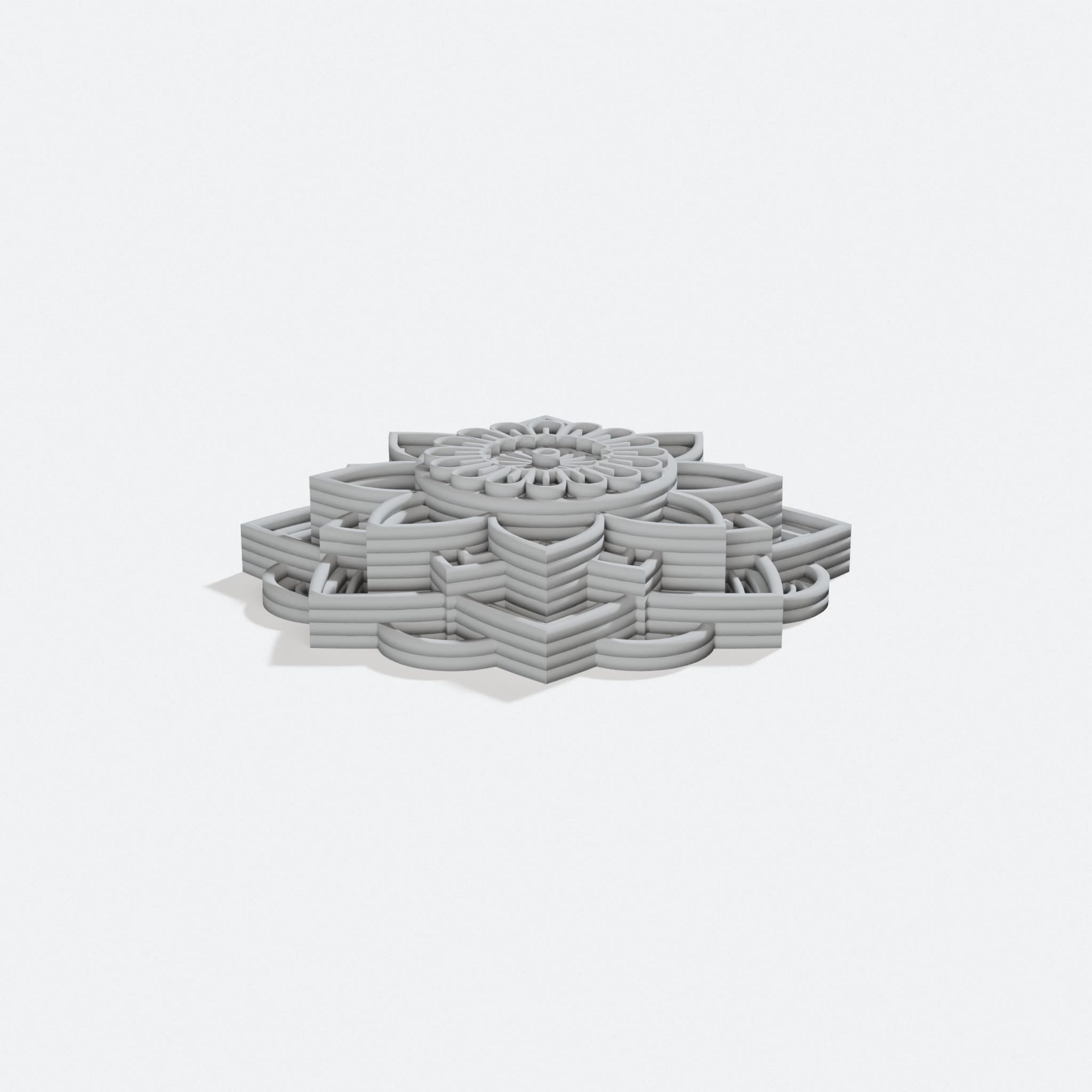 Mandala 22V 3D Printed Home Decor Wall Art, turn three quarter