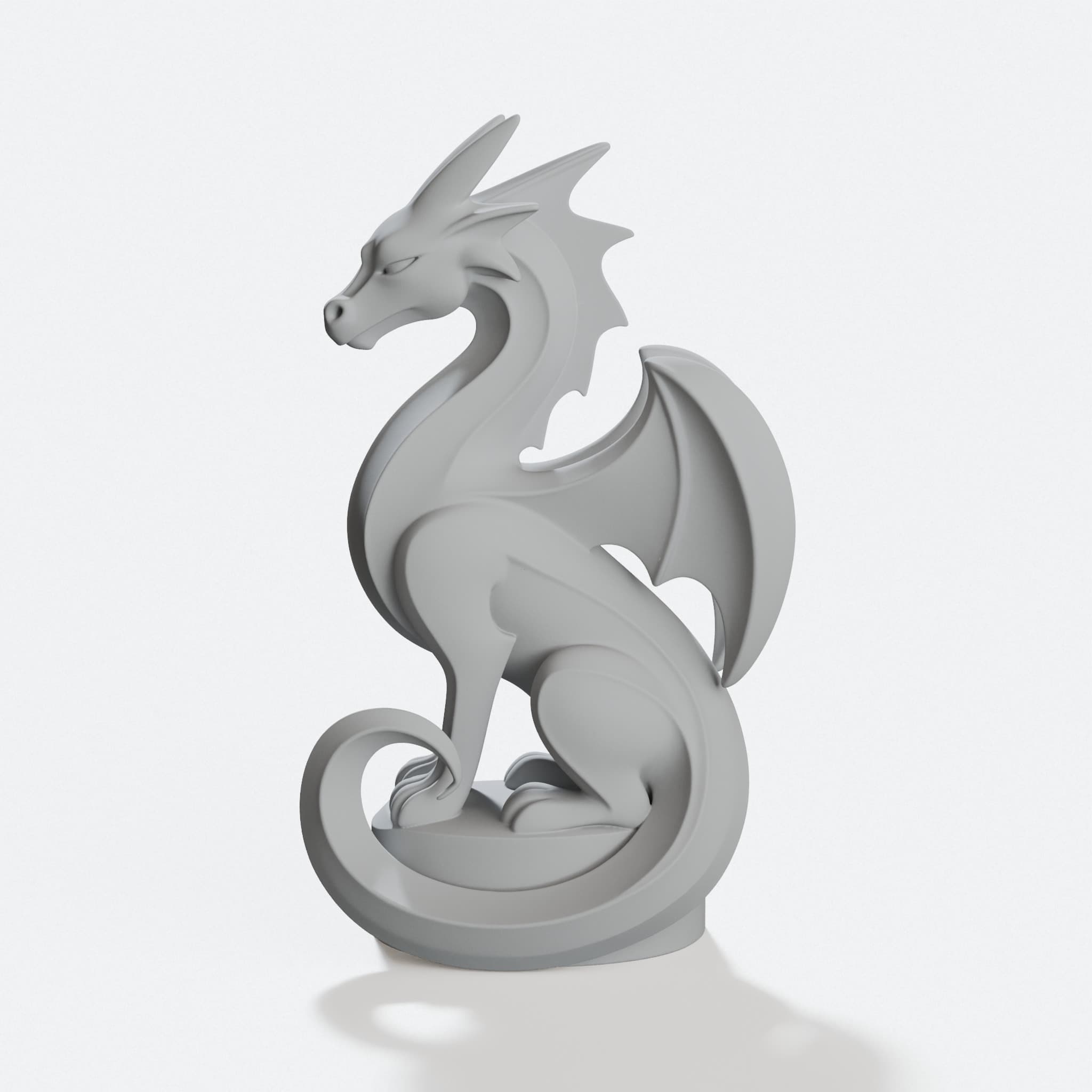 Dragon Statue 3D Printed Ornament, hero tilt