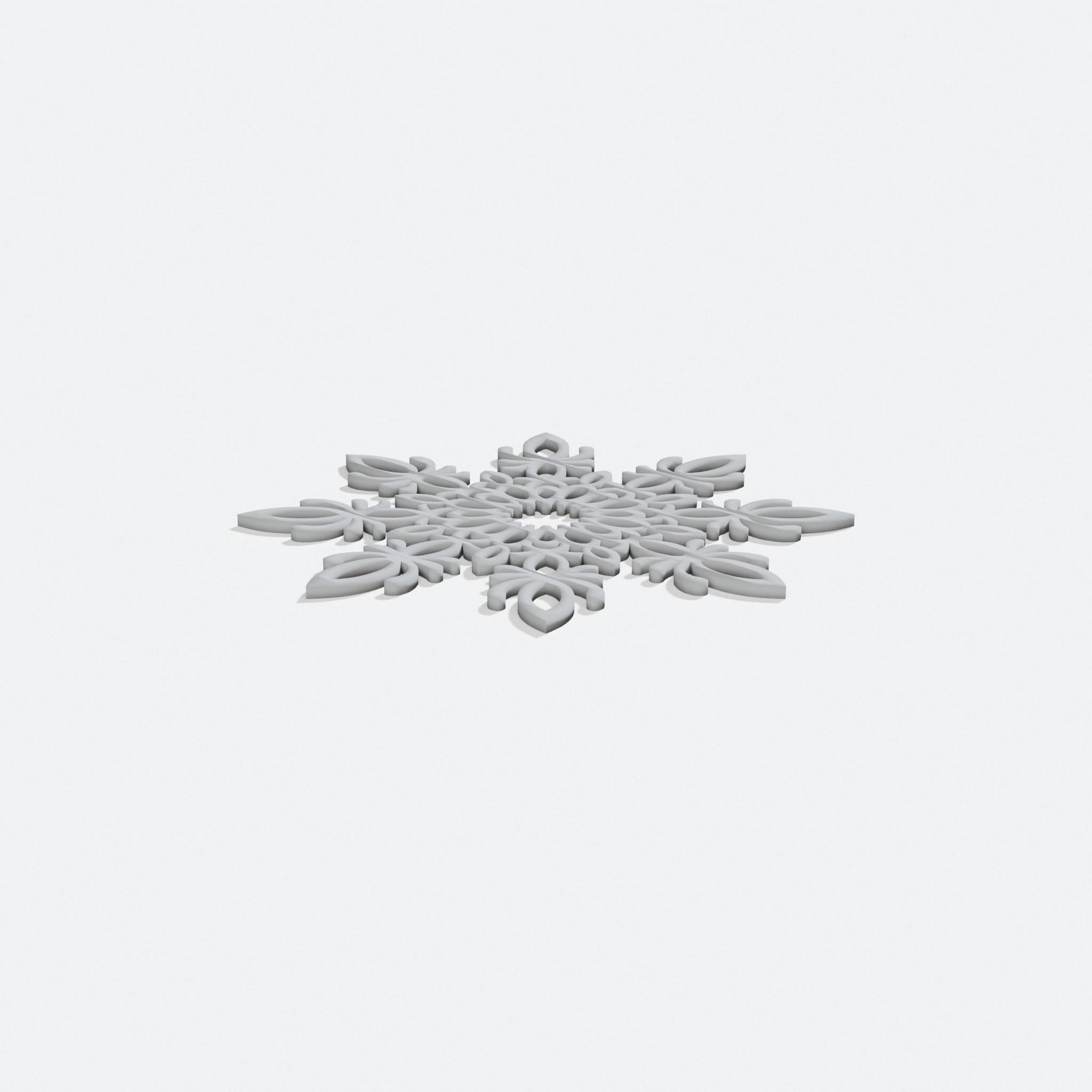 3D Printed Snowflake Christmas Ornament, turn three quarter