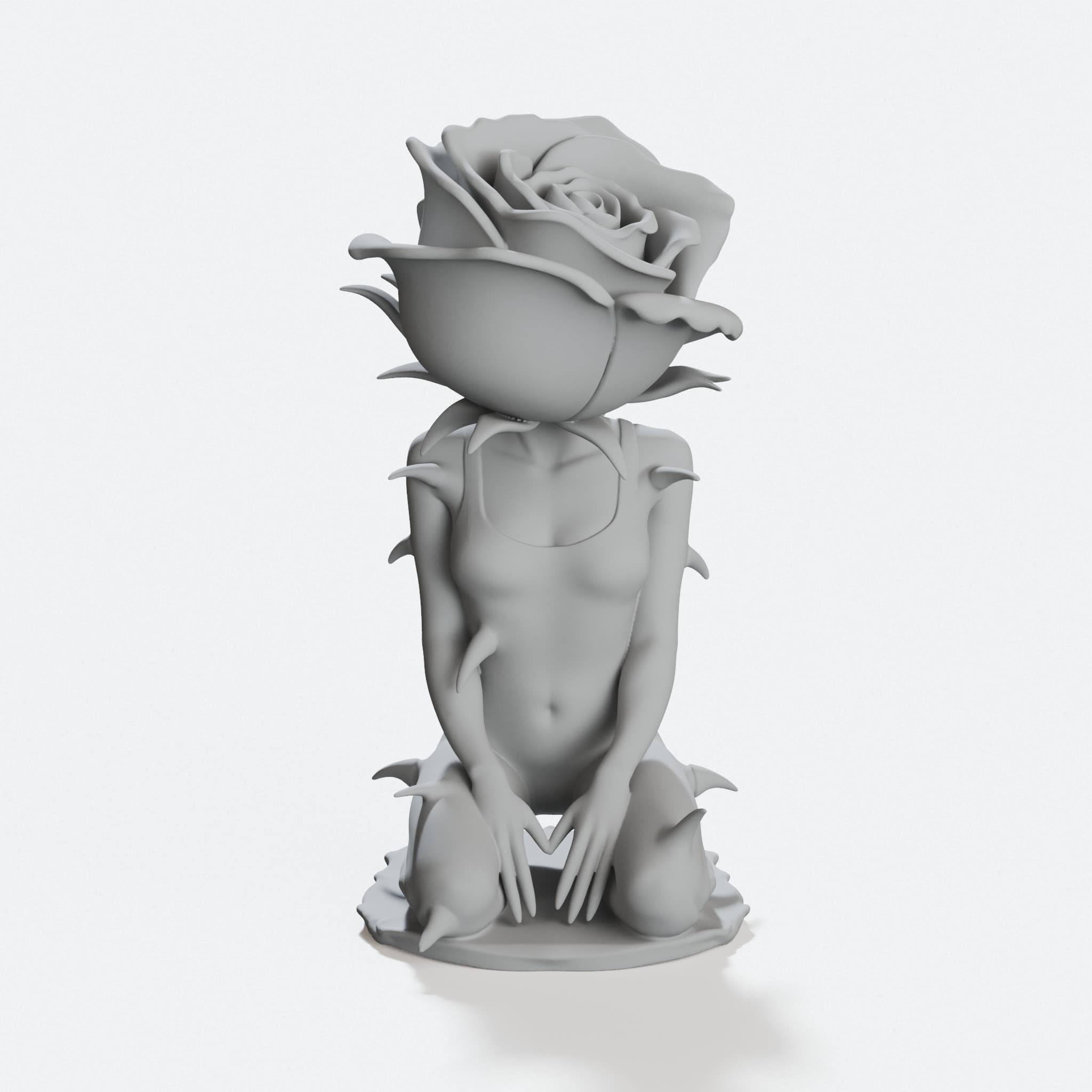 Woman Flower with Thorns Sculpture – 3D Printed Wall Art, hero tilt
