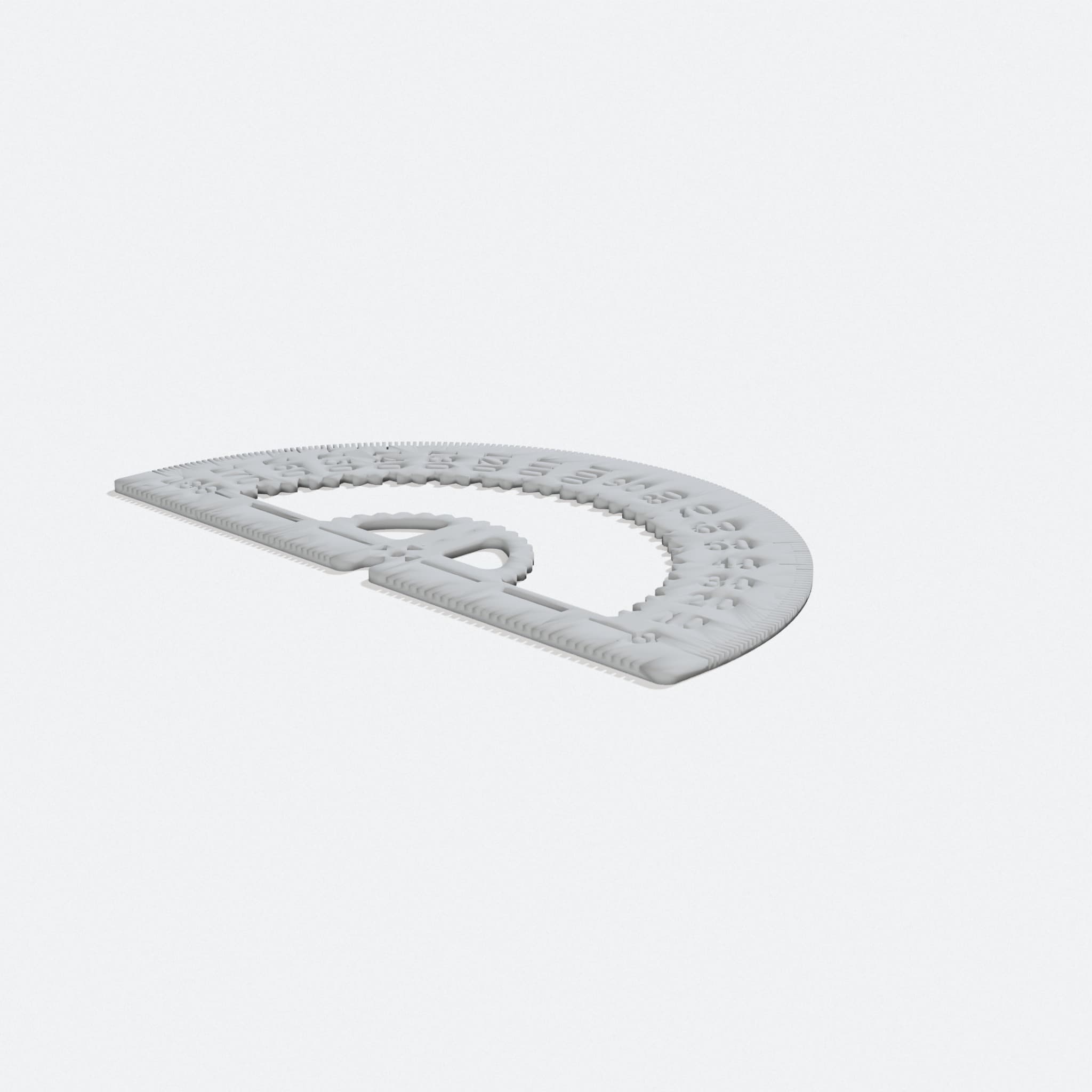 Custom 3D Printed Protractor with Full Degree Marks, turn three quarter