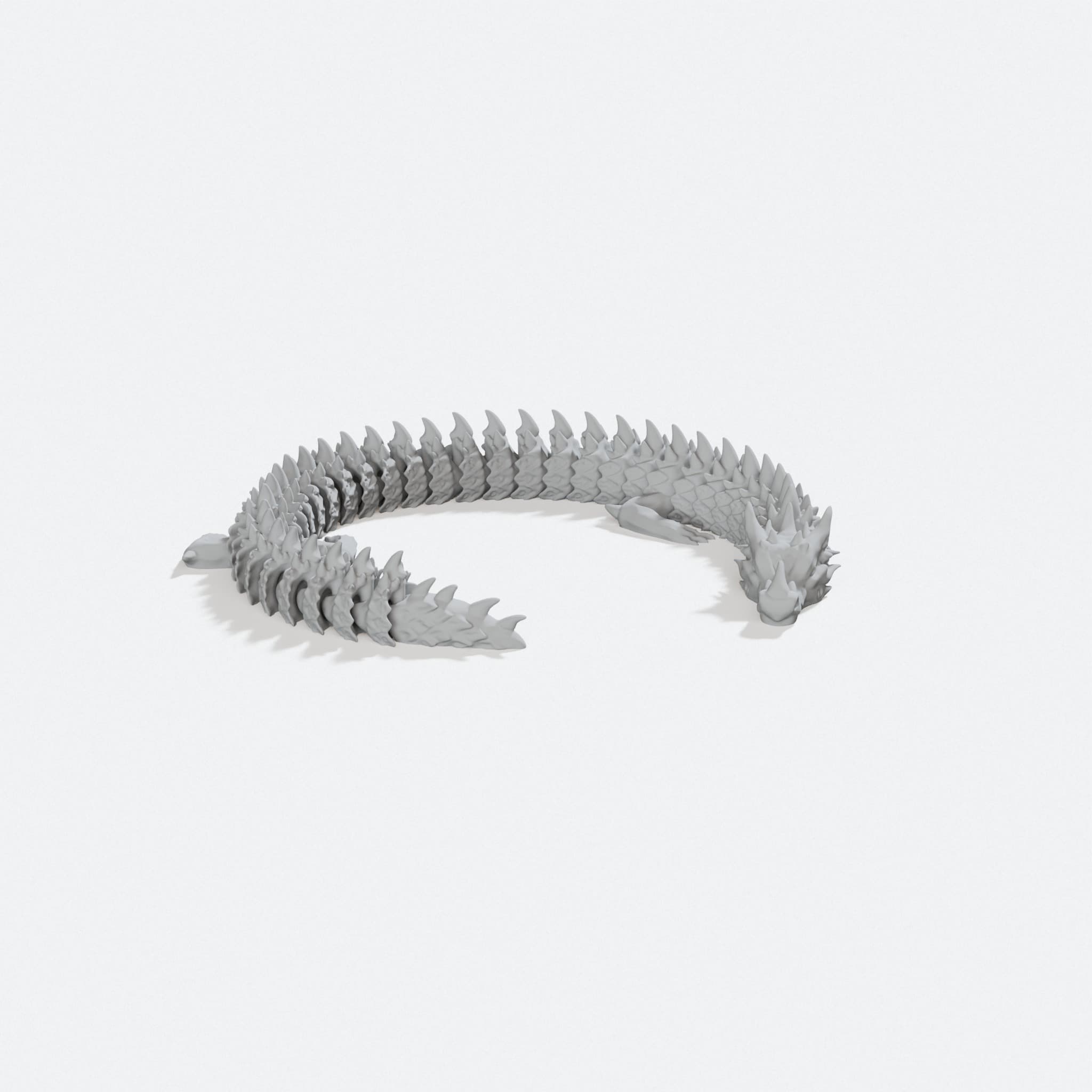 Articulated Ice Dragon Tail - 3D Printed Toy, turn three quarter
