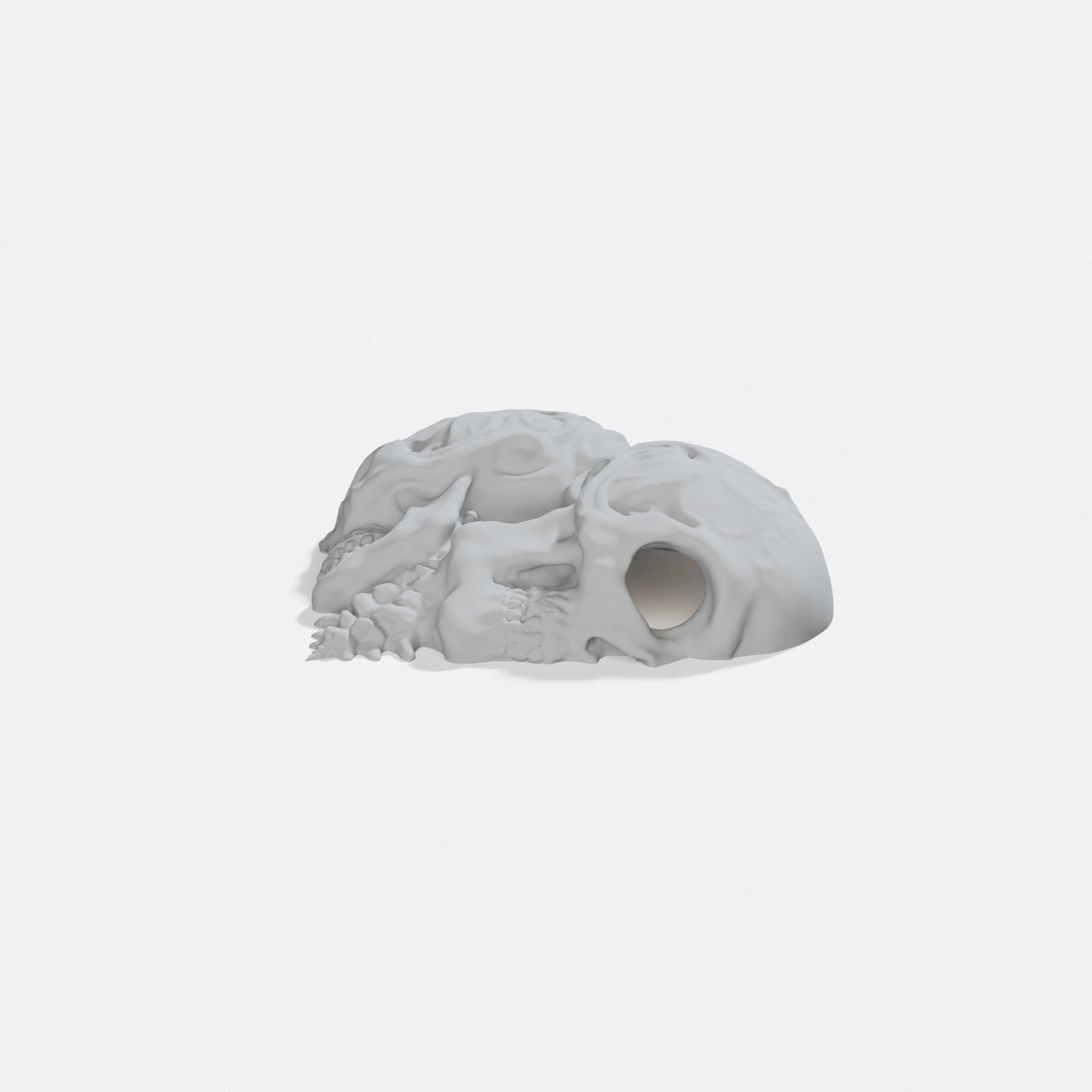 Skull Heart Pendant 3D Printed Ornament, turn three quarter