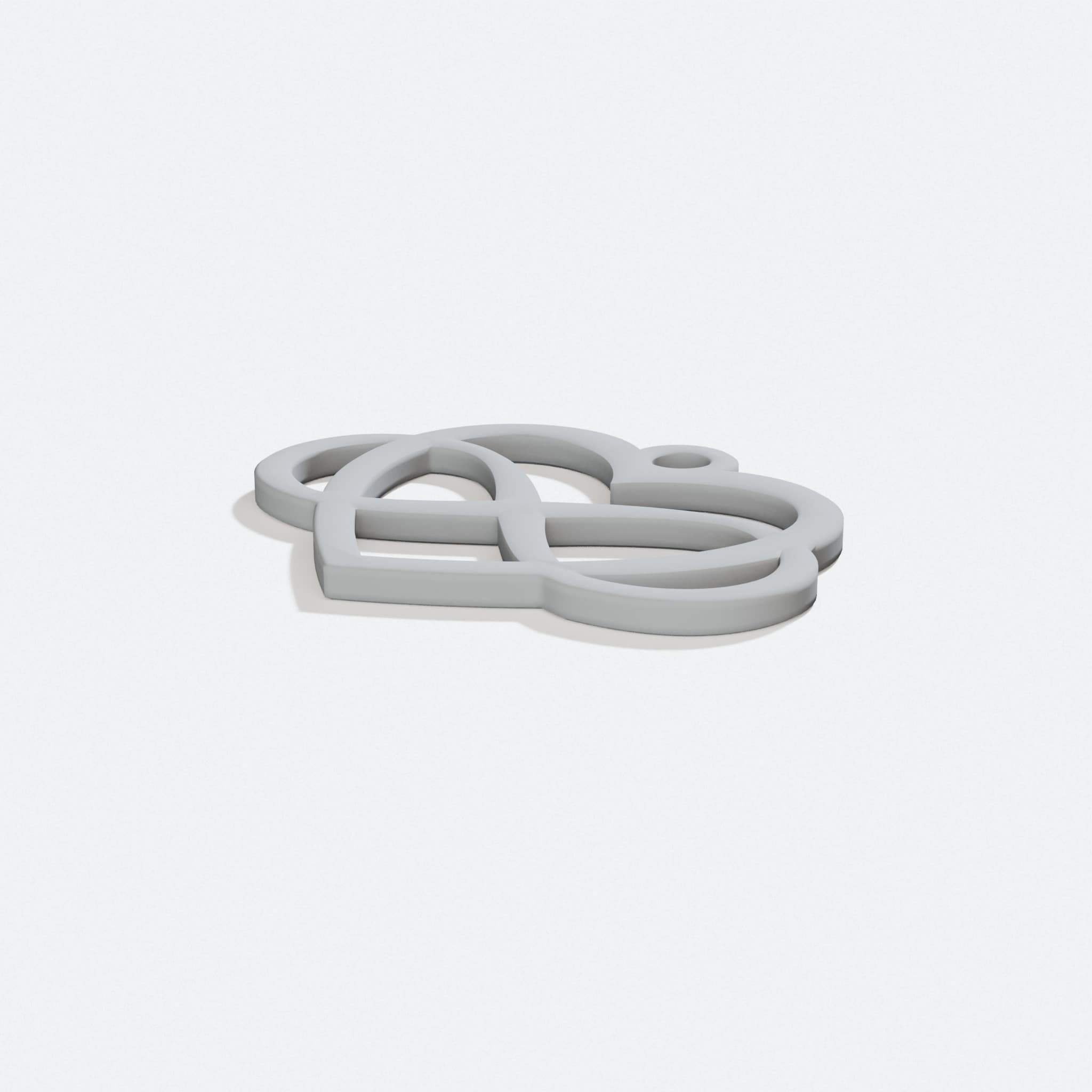 Infinity Heart 3D Printed Ornament for Valentines Day & Weddings, turn three quarter