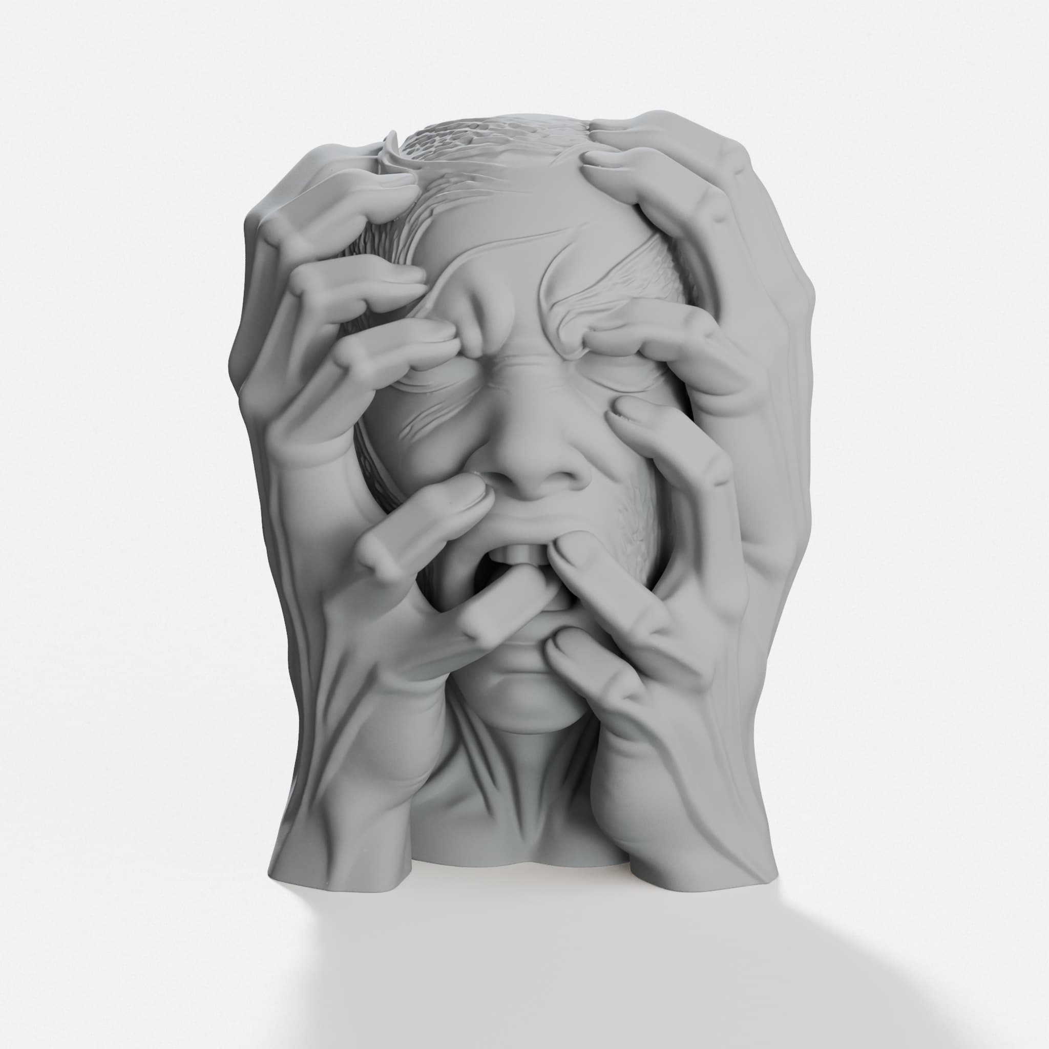 Terror Face and Hands Sculpture, Dark Horror Wall Decor, hero tilt