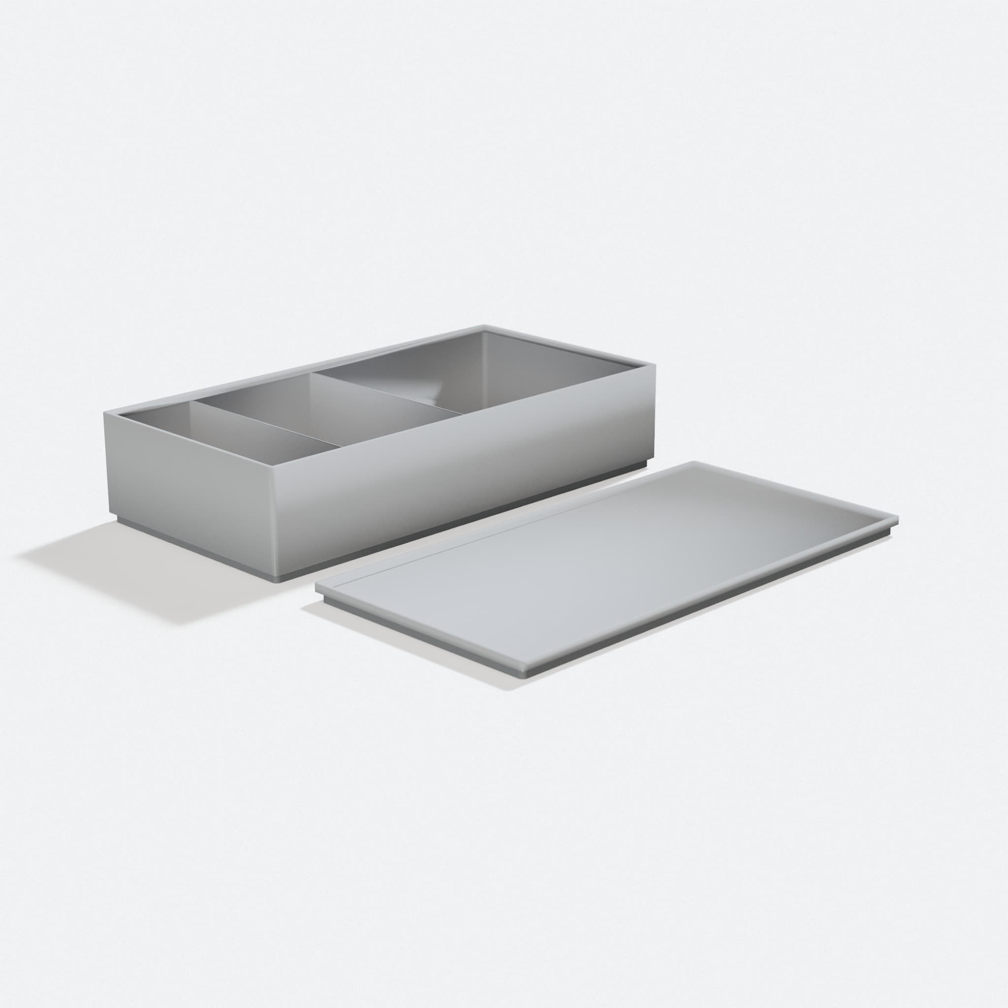 3D Printed Stackable Box Organizer with Custom Partitions, turn three quarter