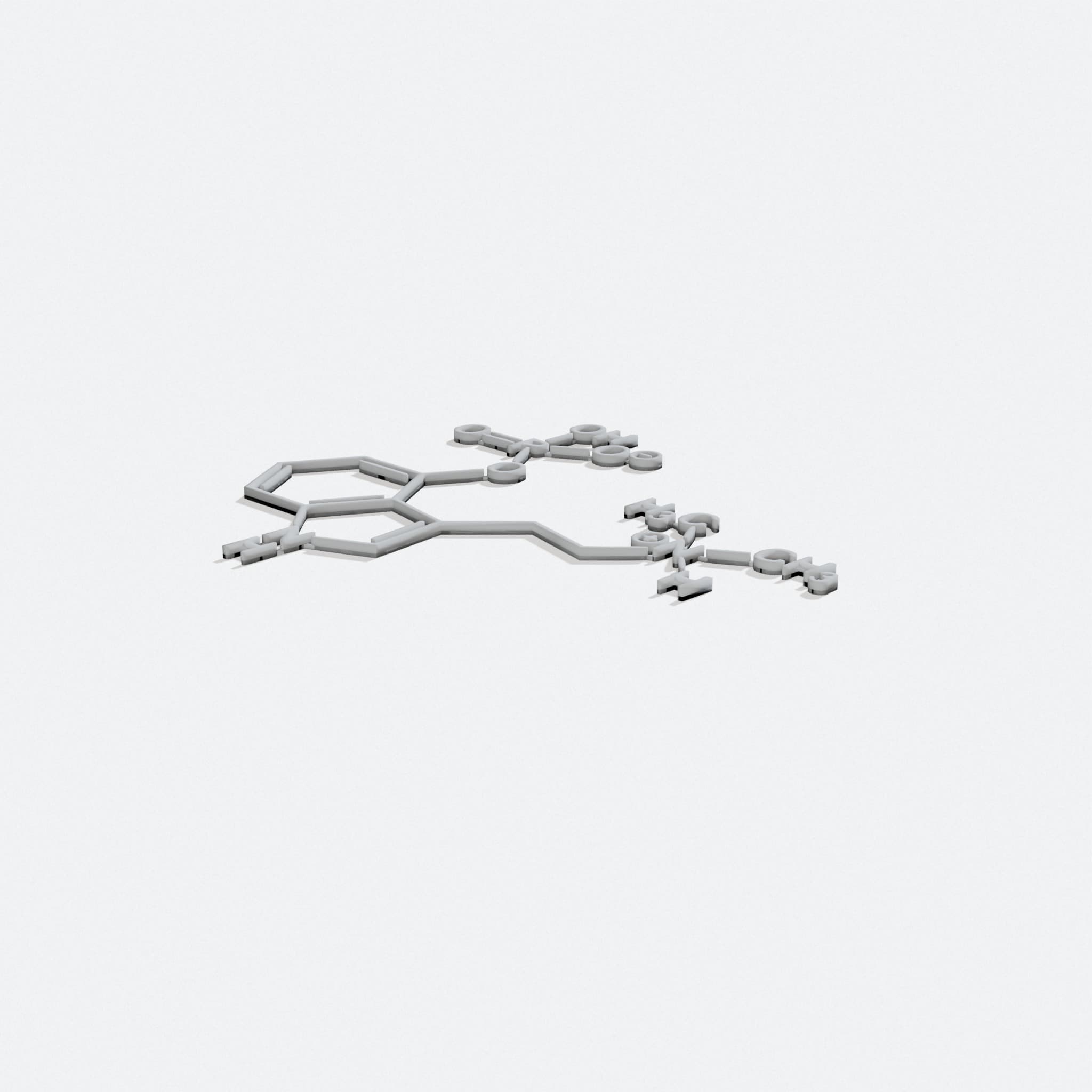 Psilocybin Molecule 3D Printed Wall Art, turn three quarter