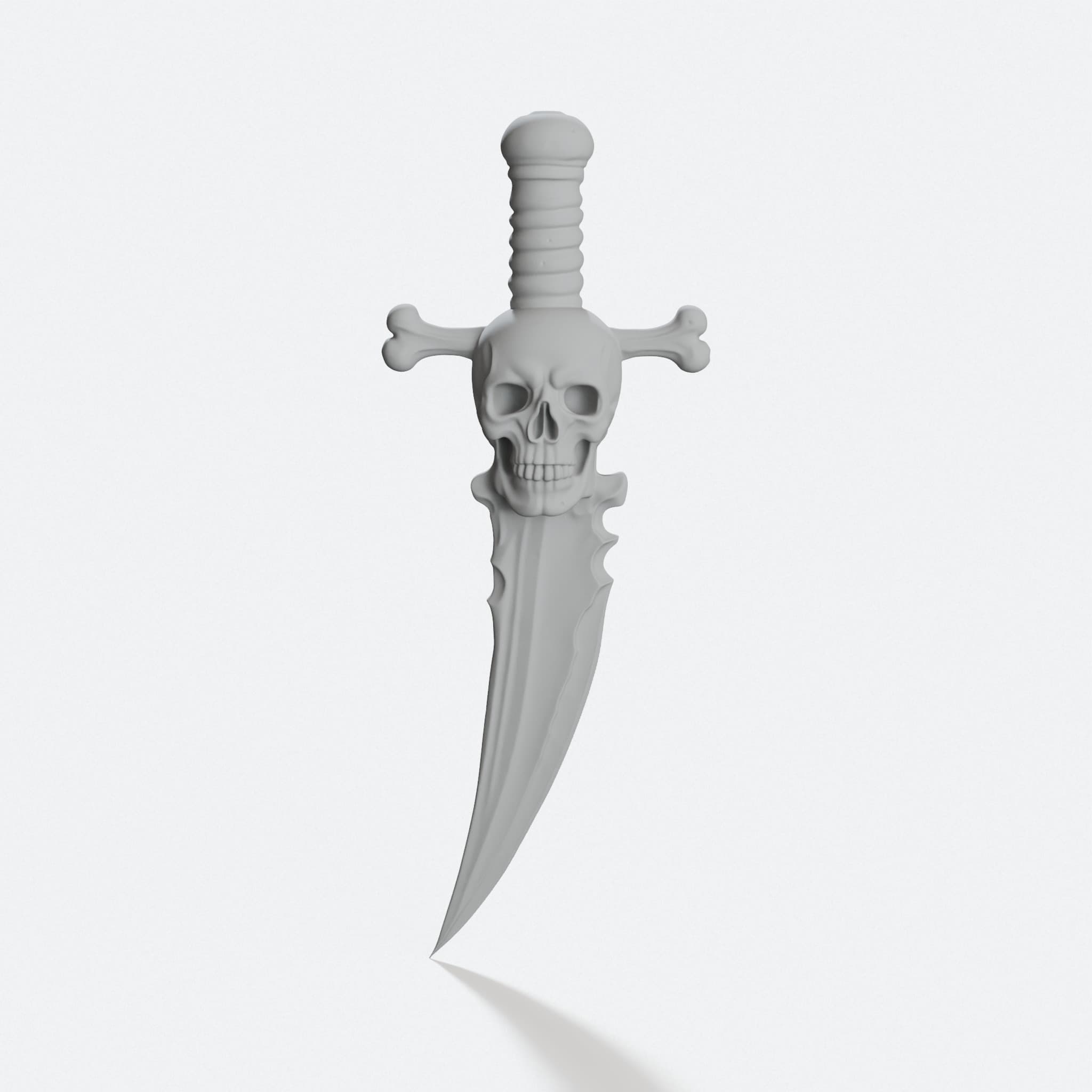 Skull and Bones Dagger 3D Printed Wall Art Sculpture, hero tilt