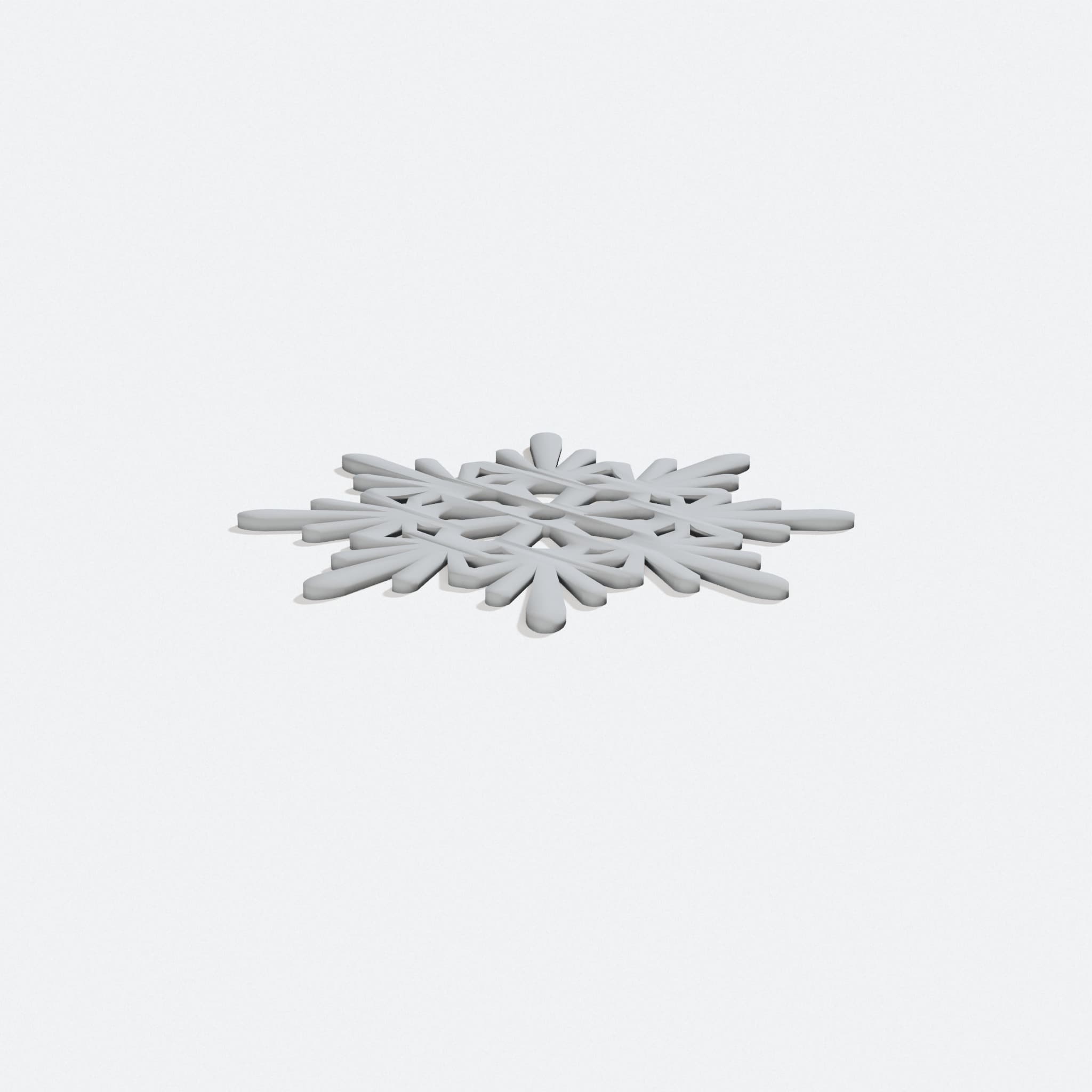 3D Printed Snowflake Christmas Ornament, turn three quarter