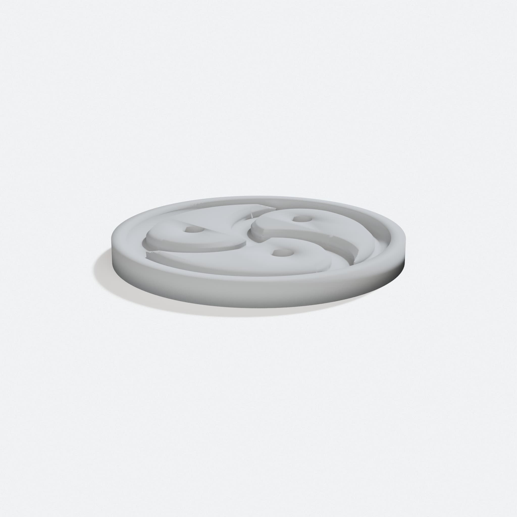Triskelion Keyboard Badge 3D Printed Gift, turn three quarter