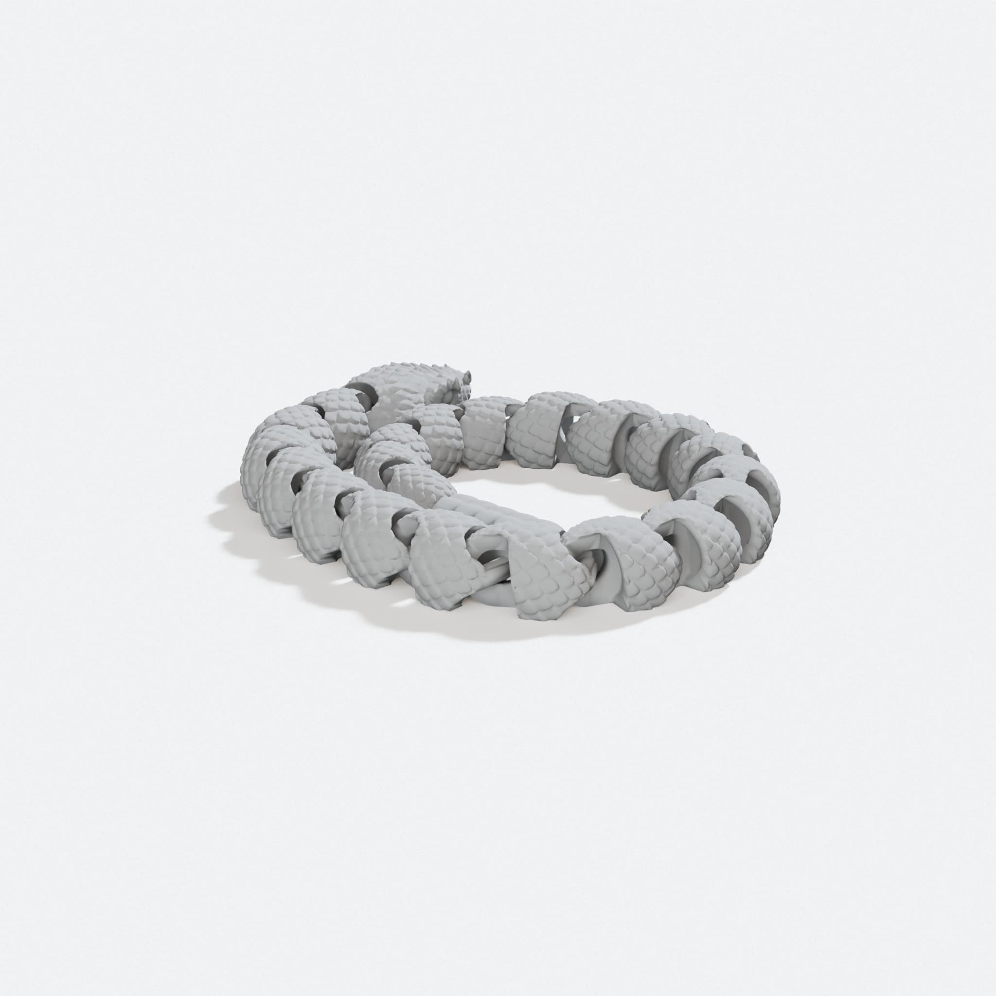 Articulated Rattlesnake 3D Printed Toy with Working Rattle, turn three quarter