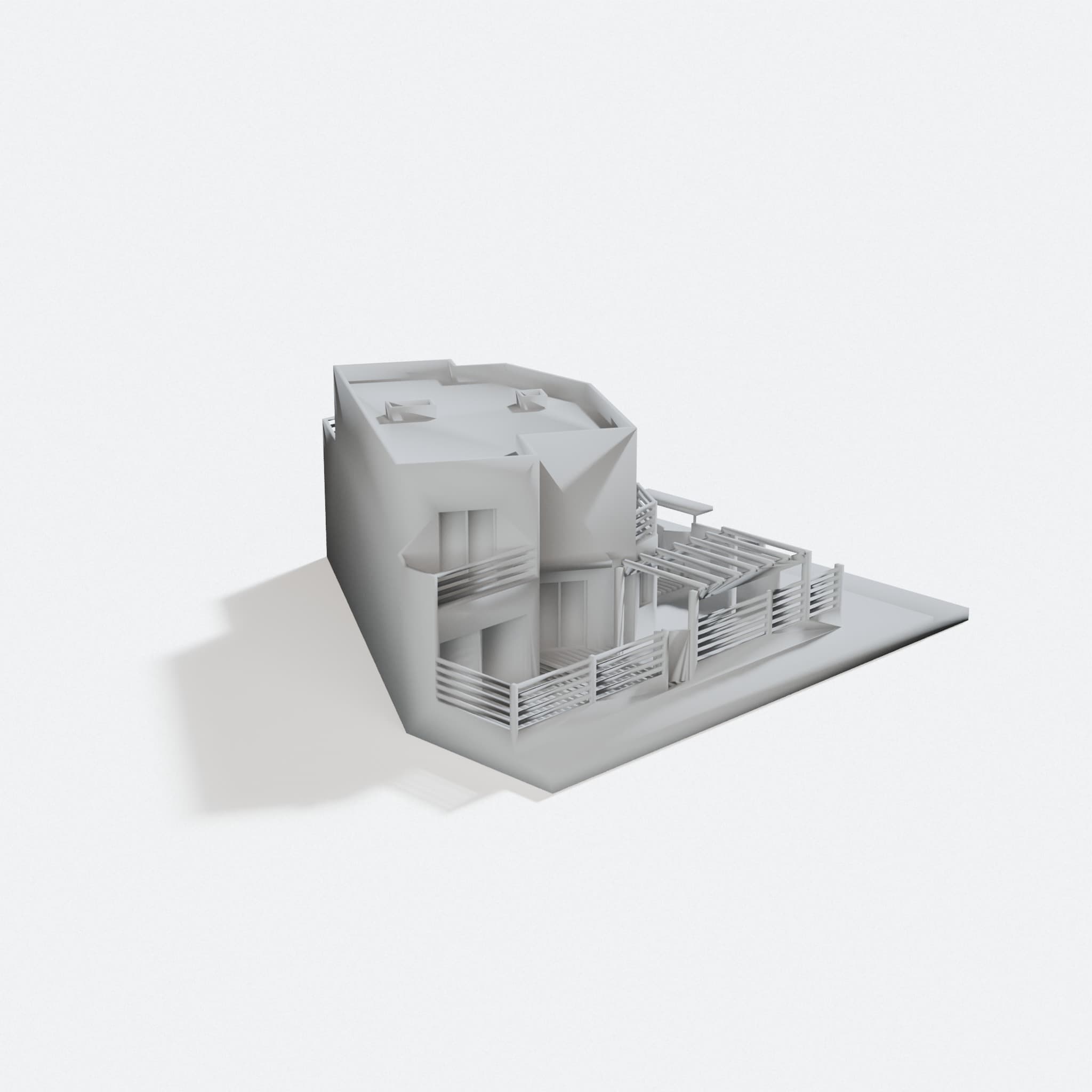 Single-Family Townhouse Architectural Model, turn three quarter
