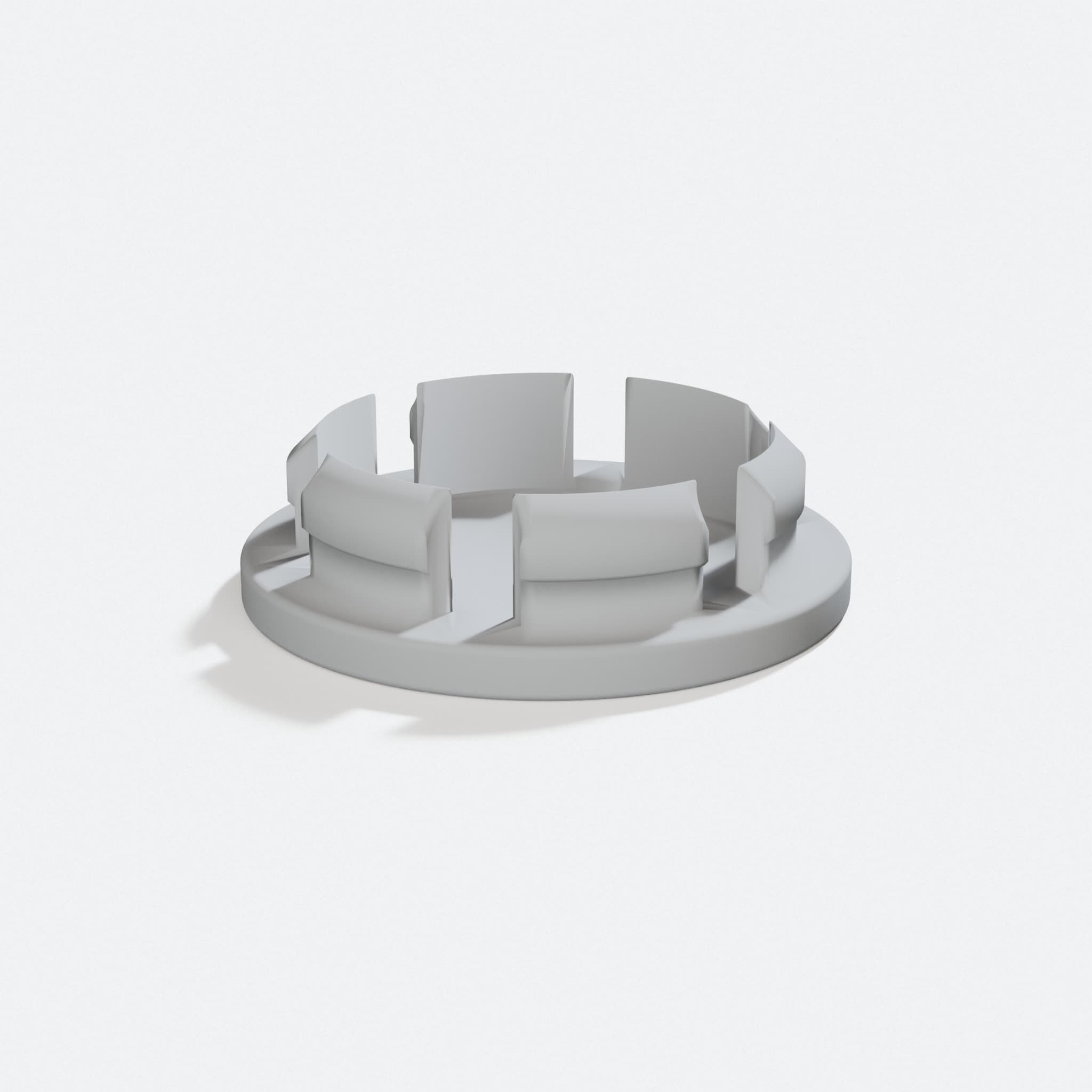 3D Printed Wheel Center Cap, 65mm Hole, turn three quarter