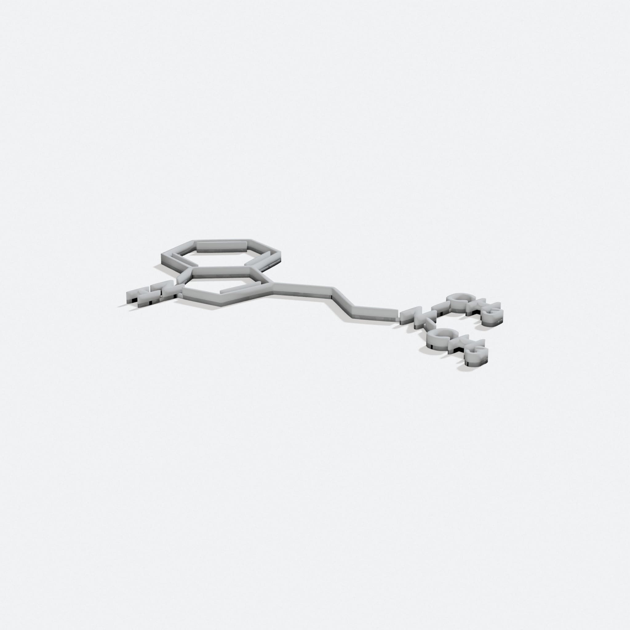 DMT Molecule 3D Printed Wall Art, turn three quarter