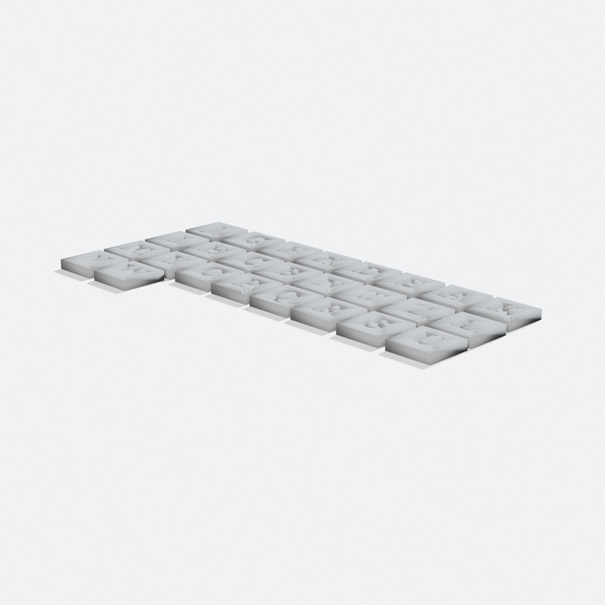 ABC Scrabble Tiles, 3D Printed Toys for Word Games, turn three quarter