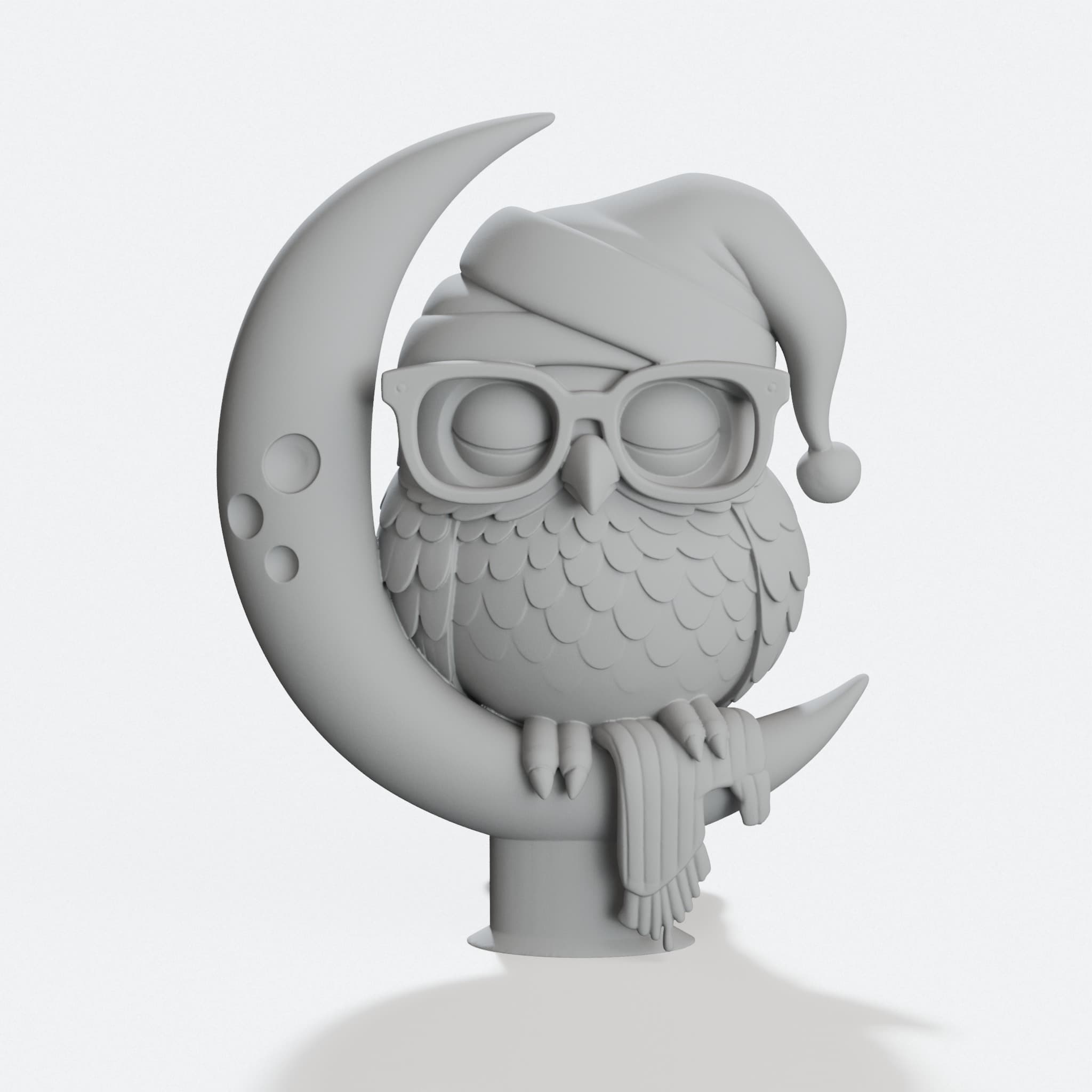 Christmas Owl with Santa Hat – 3D Printed Home Decor, hero tilt
