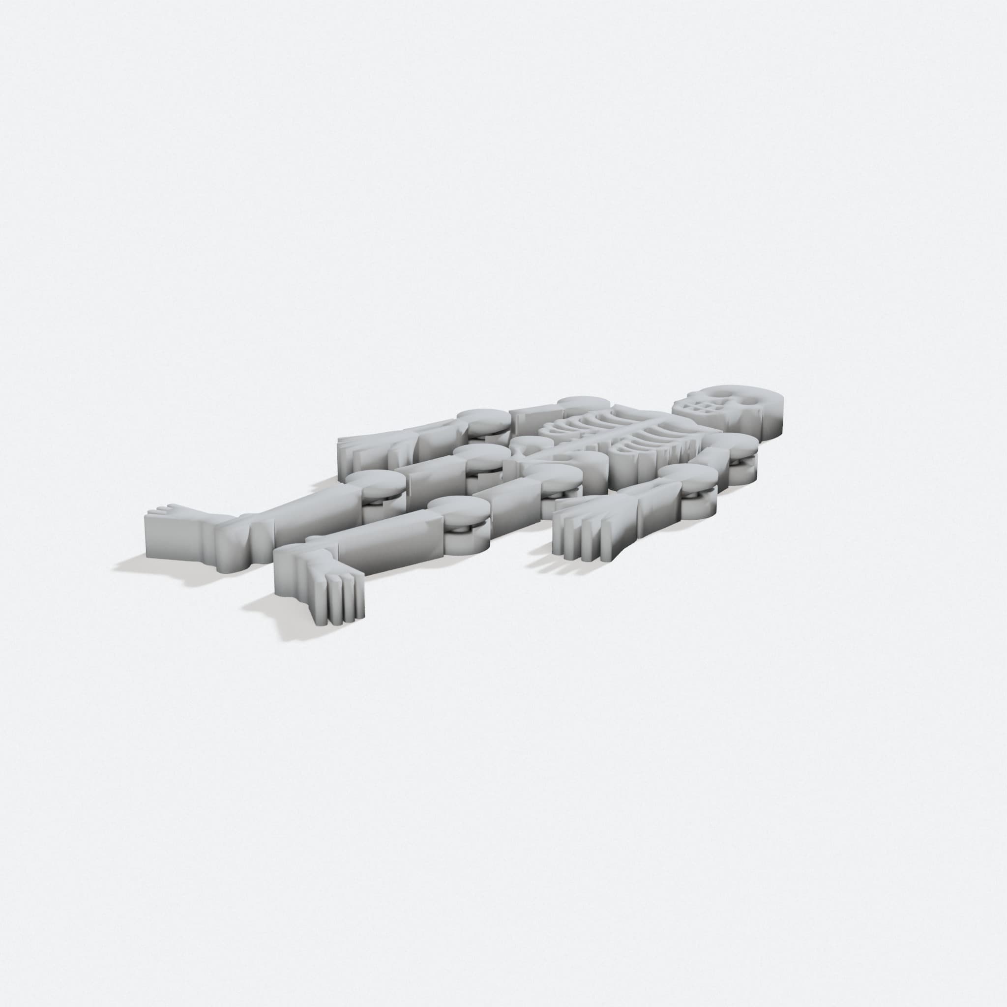Skeletonz - Articulated Skeleton 3D Printed Toy Print-in-Place, turn three quarter