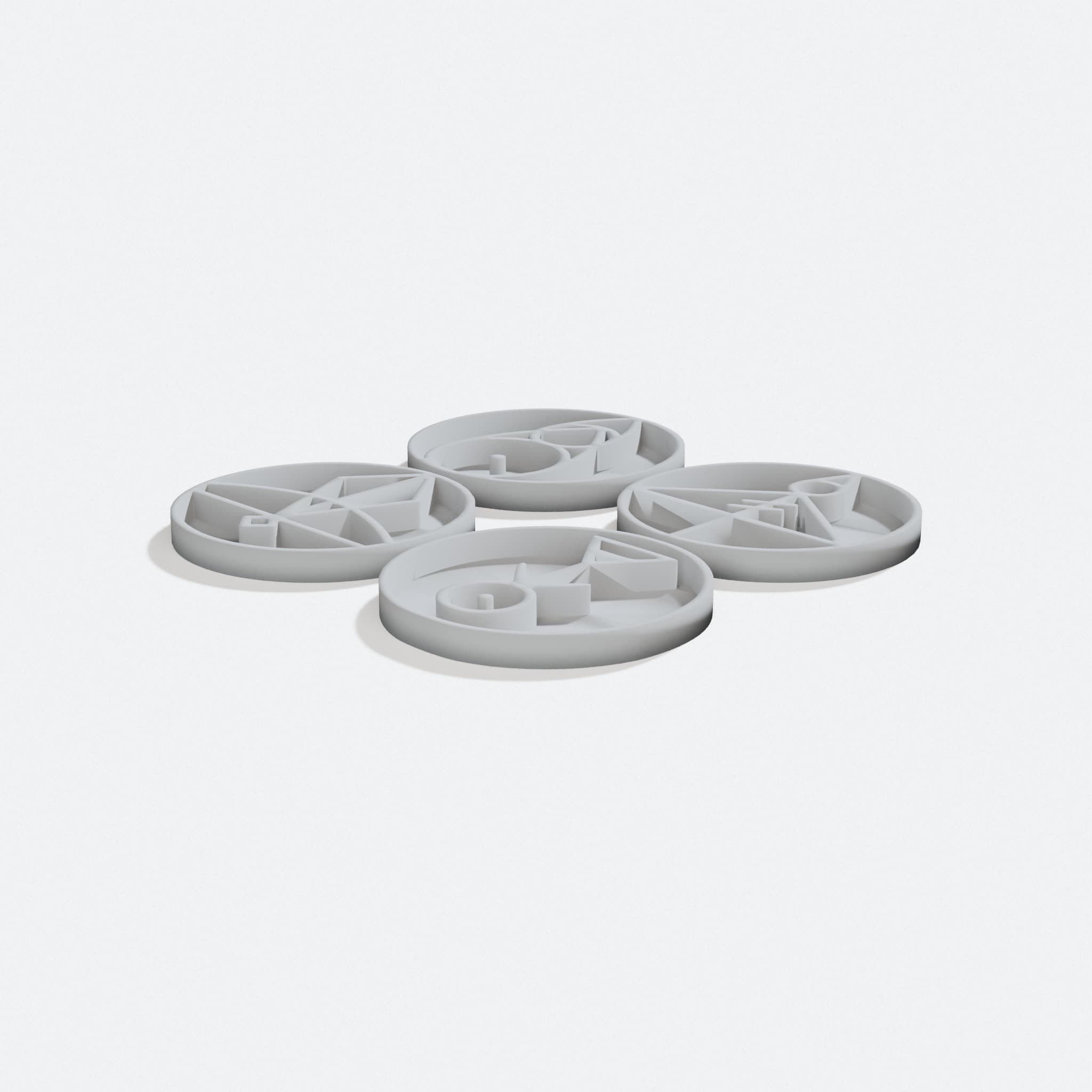 Owl House Glyphs 3D Printed Ornaments, turn three quarter