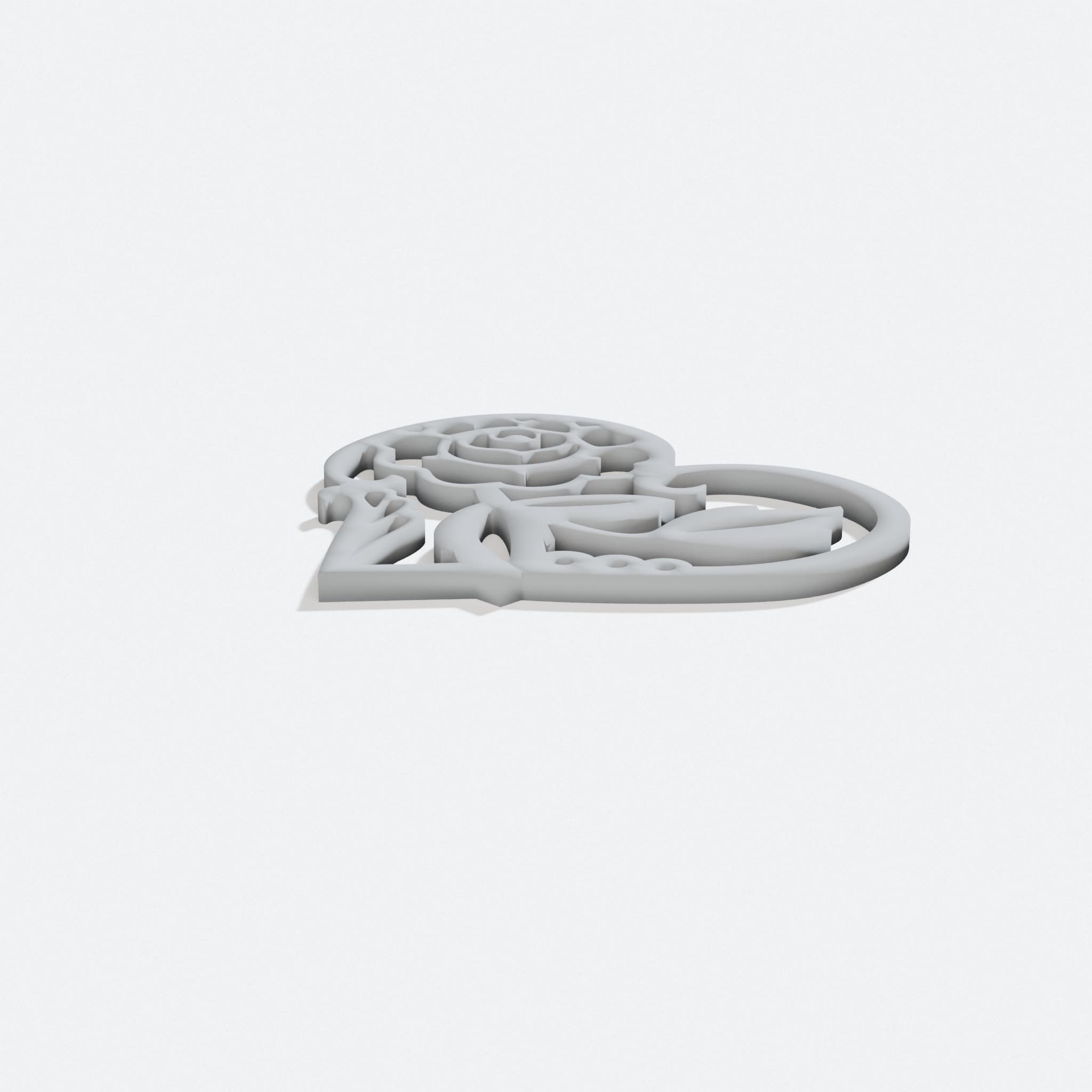 Love Heart 3D Printed Ornament for Mom, turn three quarter