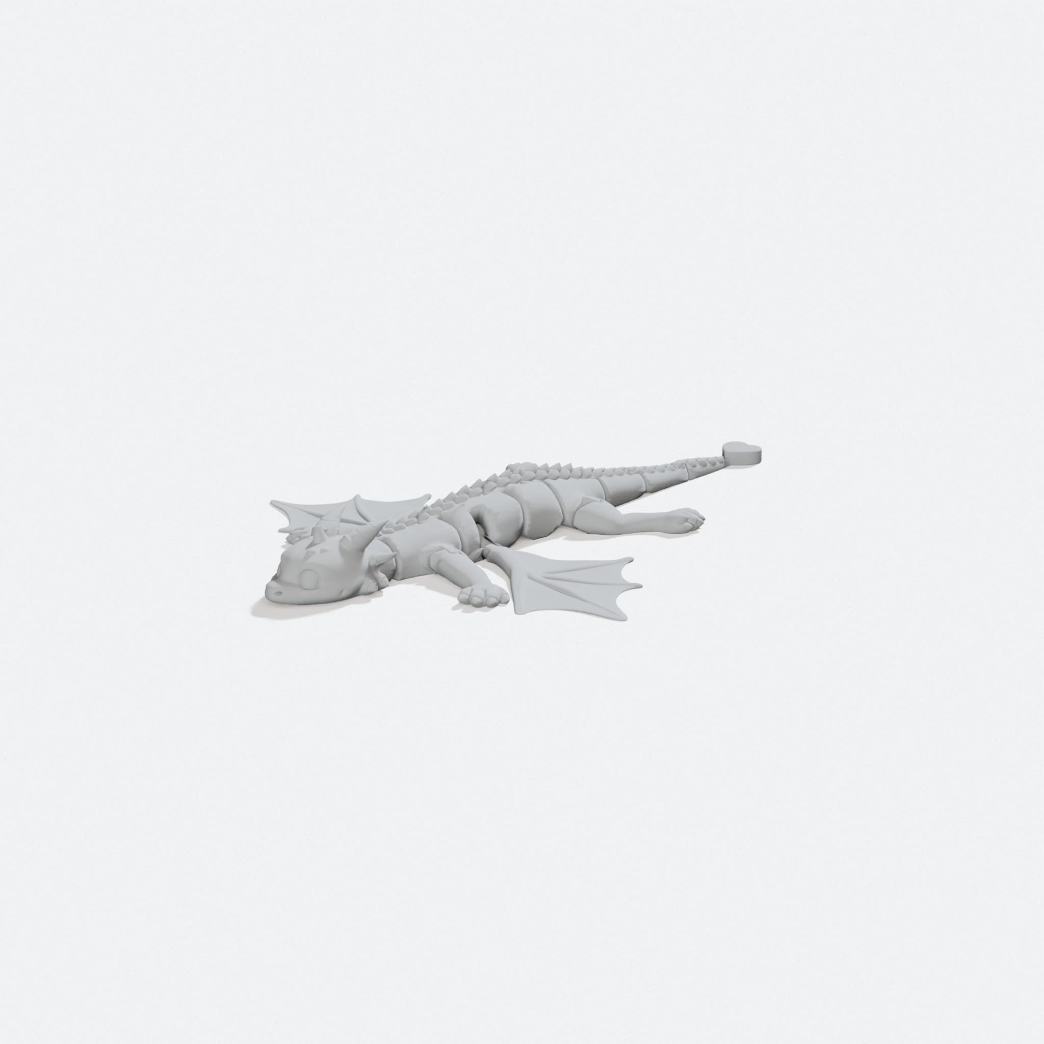 Dragon Flexi Toy, 3D Printed Fidget Desk Companion, turn three quarter