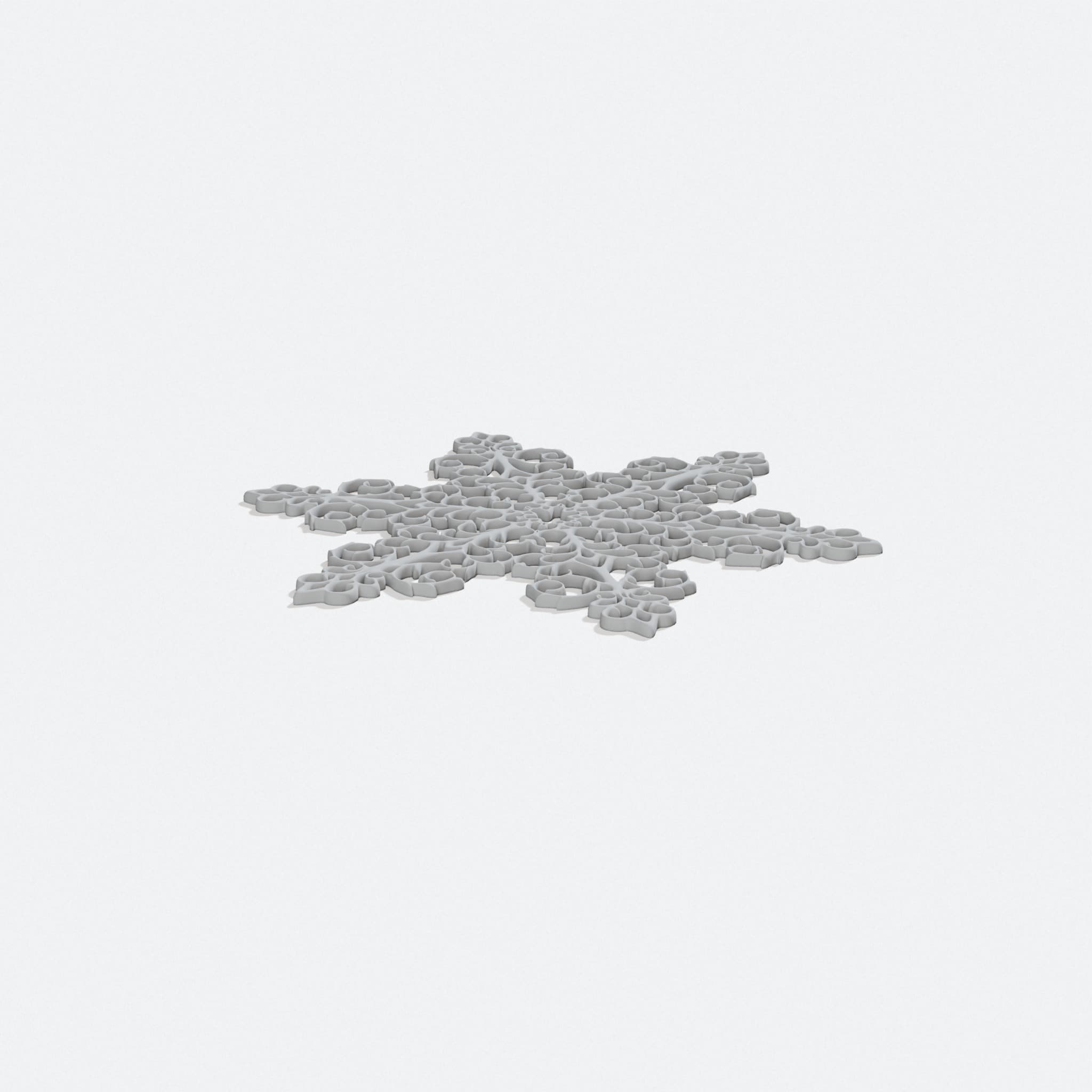 Beautiful Snowflake 3D Printed Ornament, turn three quarter